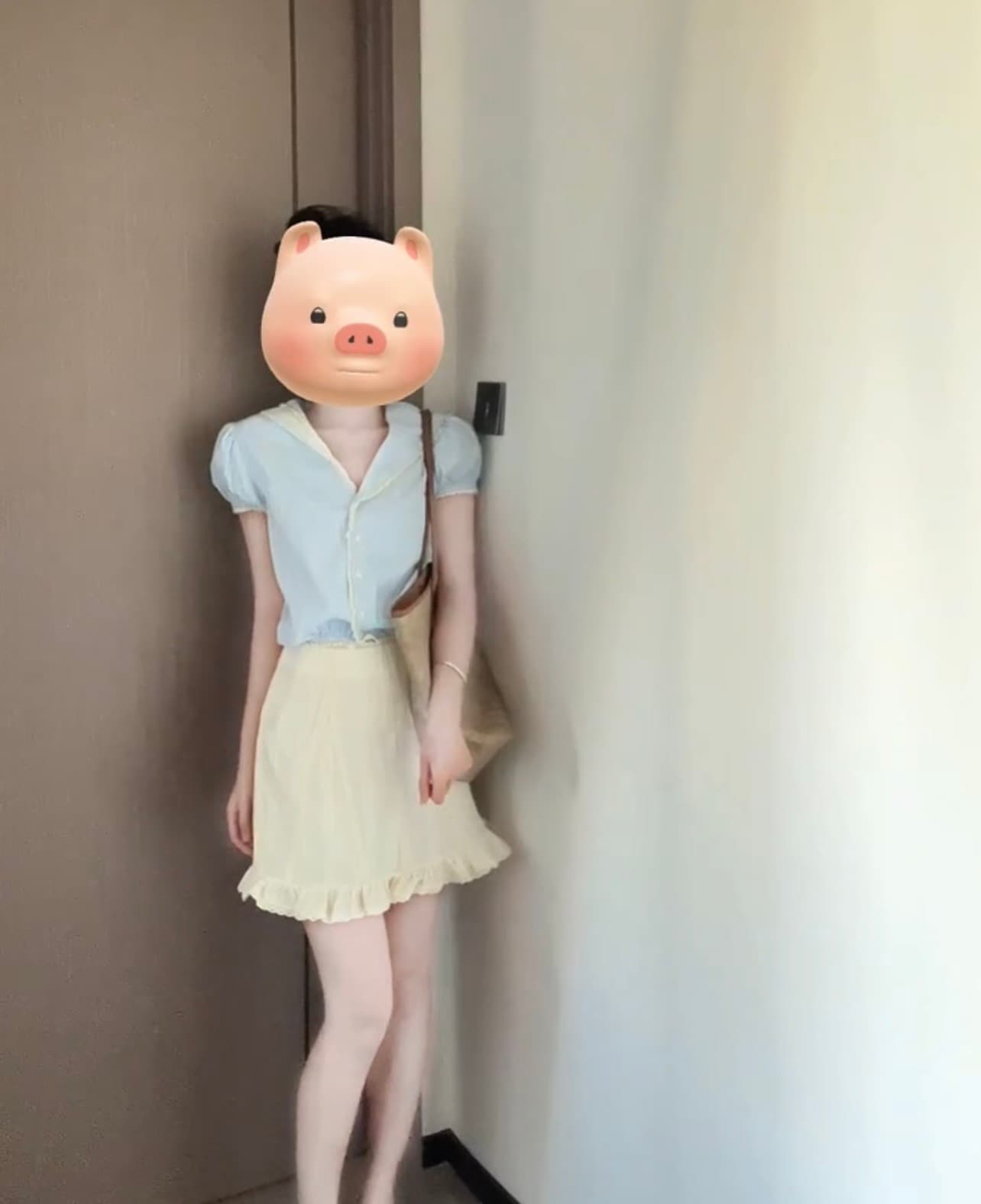 한 인사이드 한 가스 착용 가져 가라. 세트 여성 여름 파란색 해군 칼라 반팔 셔츠 레이스 레이스 반신 스커트 투피스 세트 상세 이미지 4