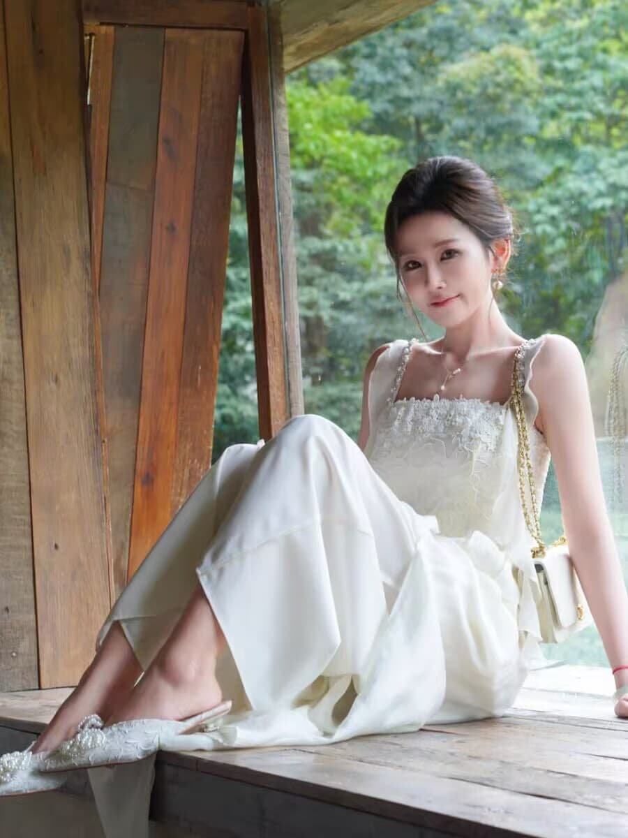 찌르기 하얀 달빛 반드시 보증금 사람들 실크 어둠 곡물 자카드 맨위 와이드 레그 팬츠 상세 이미지 5