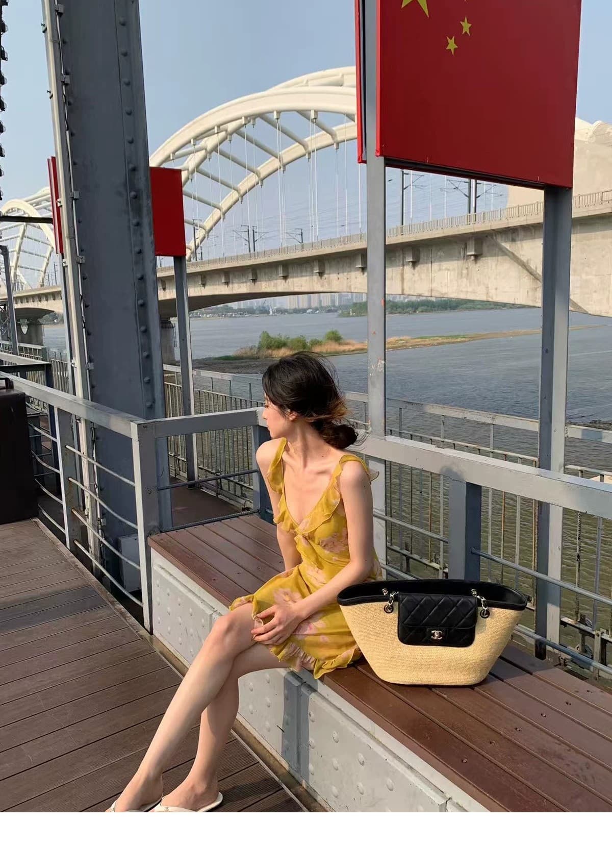 zzykk 뮤 주간 릴리 오브 더 밸리 프랑스식 프릴 슬립 휴가 드레스 요정 롱 스커트 여름 해변가 분위기 센스 상세 이미지 20