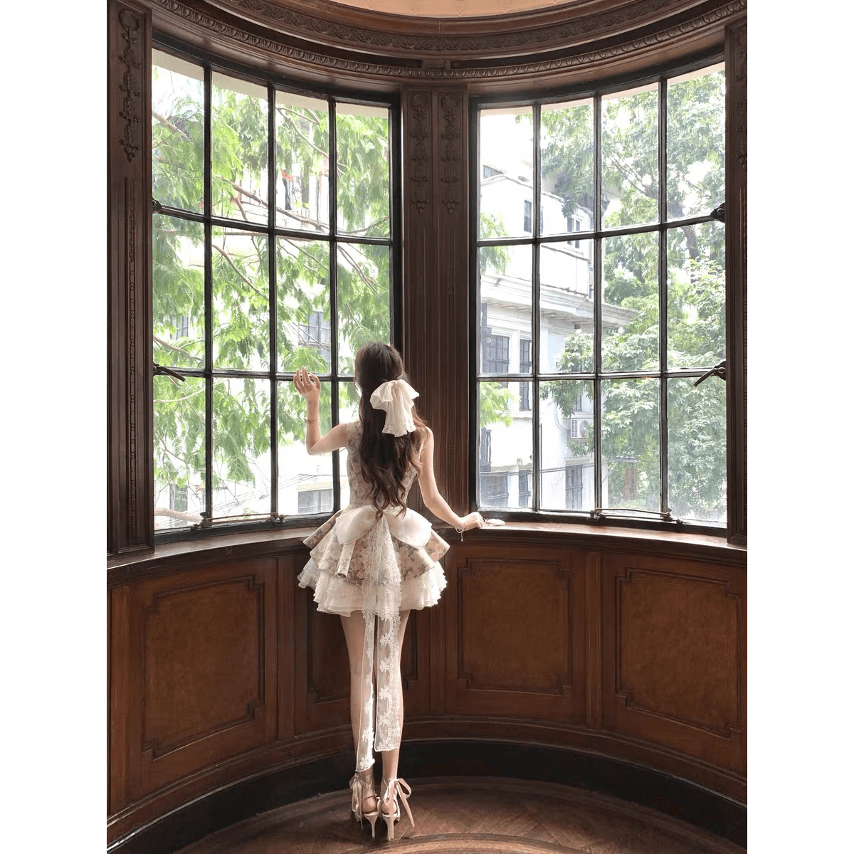acaine6 8 20 00 95 할인 파리 치엥 무거운 작업 서있는 자르다 꽃잎 치마 드레스 상세 이미지 5