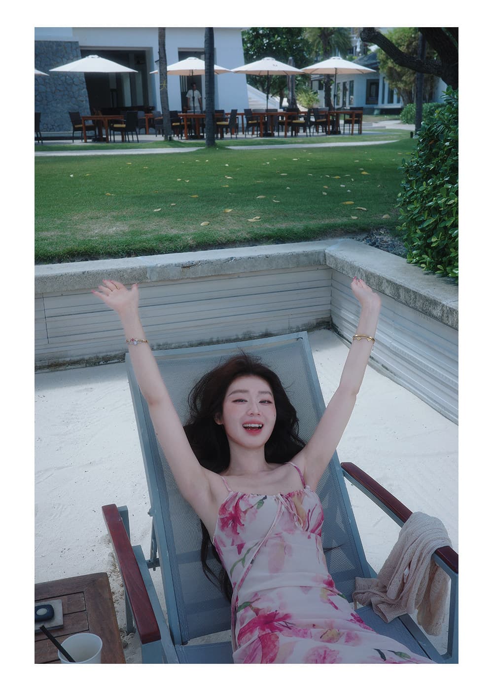 sya 크 사이 작은 웨스트 프랑스식 분말 아름다움 헤일로 염색 프린트 여성 드레스 여름 펌프 Pleat 휴가 롱 코트 튜브탑 슬립 드레스 상세 이미지 31