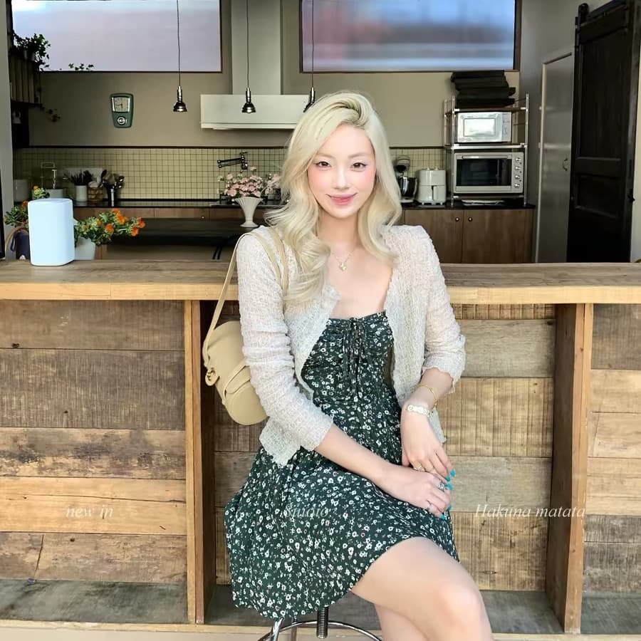 주석 섬 깨진 꿈 녹색 꽃무늬 행침 목 여성 드레스 여름 새로운 허리 수축 슬림해 보이는 튜브탑 둘 착용 이미지 4