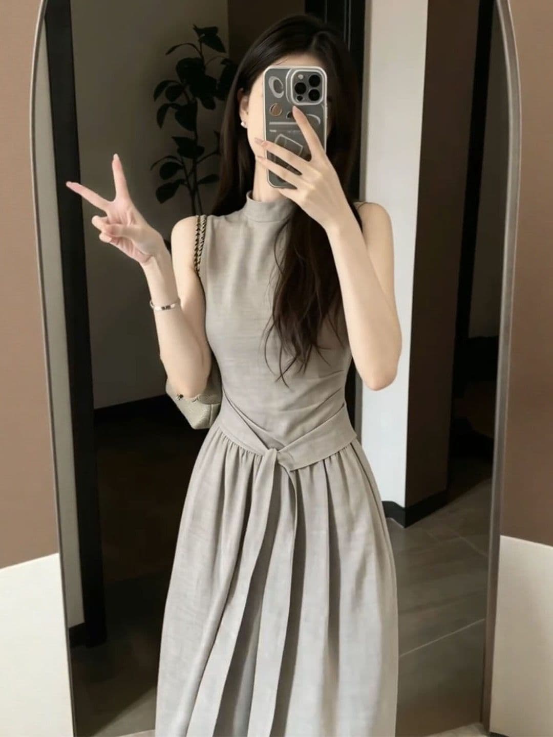 오래된 돈 바람 여성 드레스 2026 봄 여름 섹션 길다 치마 자이언트 잘 생긴 특별 아름다운 꼬집기 허리 프랑스식 초기 여름 이미지 3