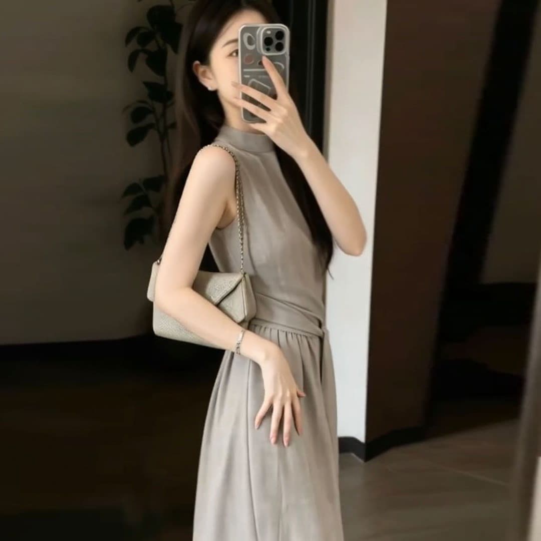오래된 돈 바람 여성 드레스 2026 봄 여름 섹션 길다 치마 자이언트 잘 생긴 특별 아름다운 꼬집기 허리 프랑스식 초기 여름 이미지 4