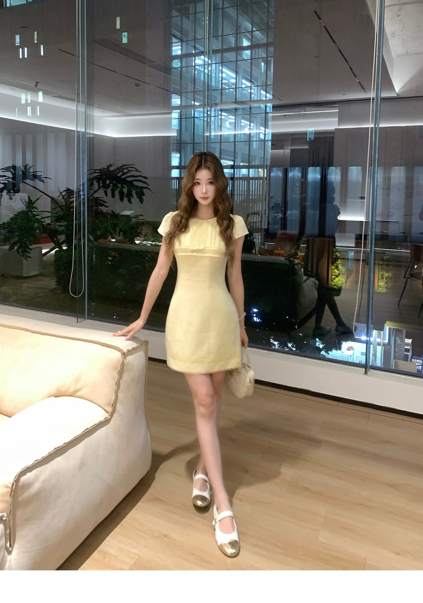 barbchill 작은 예쁜 허리 프랑스식 천 골드 면 린넨 여성 드레스 여름 허리 수축 타이트 스커트 미니 스커트