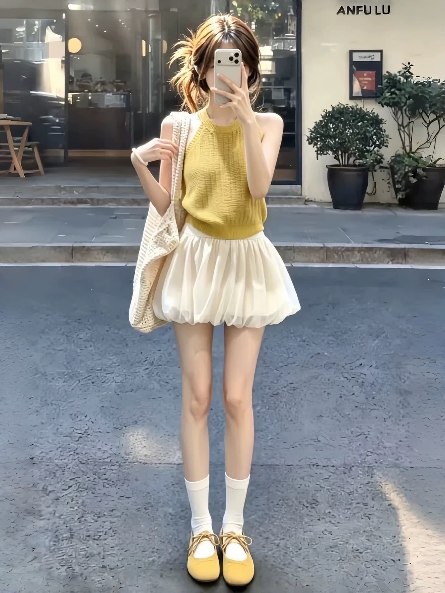 황색 캐미솔 여성 여름 태국 아름다운 아니요 명중 섹션 여름 ootd 느슨함 센스 착용 잡아라. 의류
