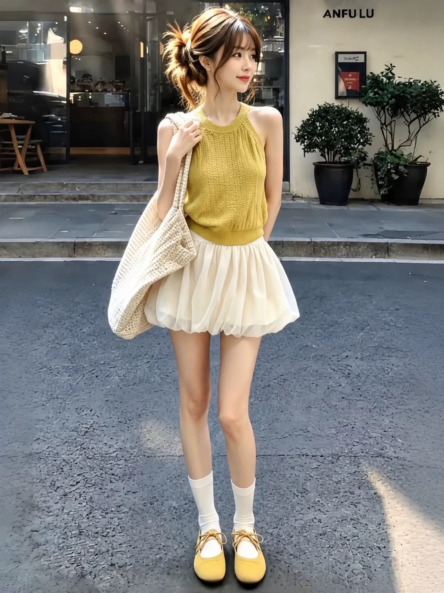 황색 캐미솔 여성 여름 태국 아름다운 아니요 명중 섹션 여름 ootd 느슨함 센스 착용 잡아라. 의류 이미지 3