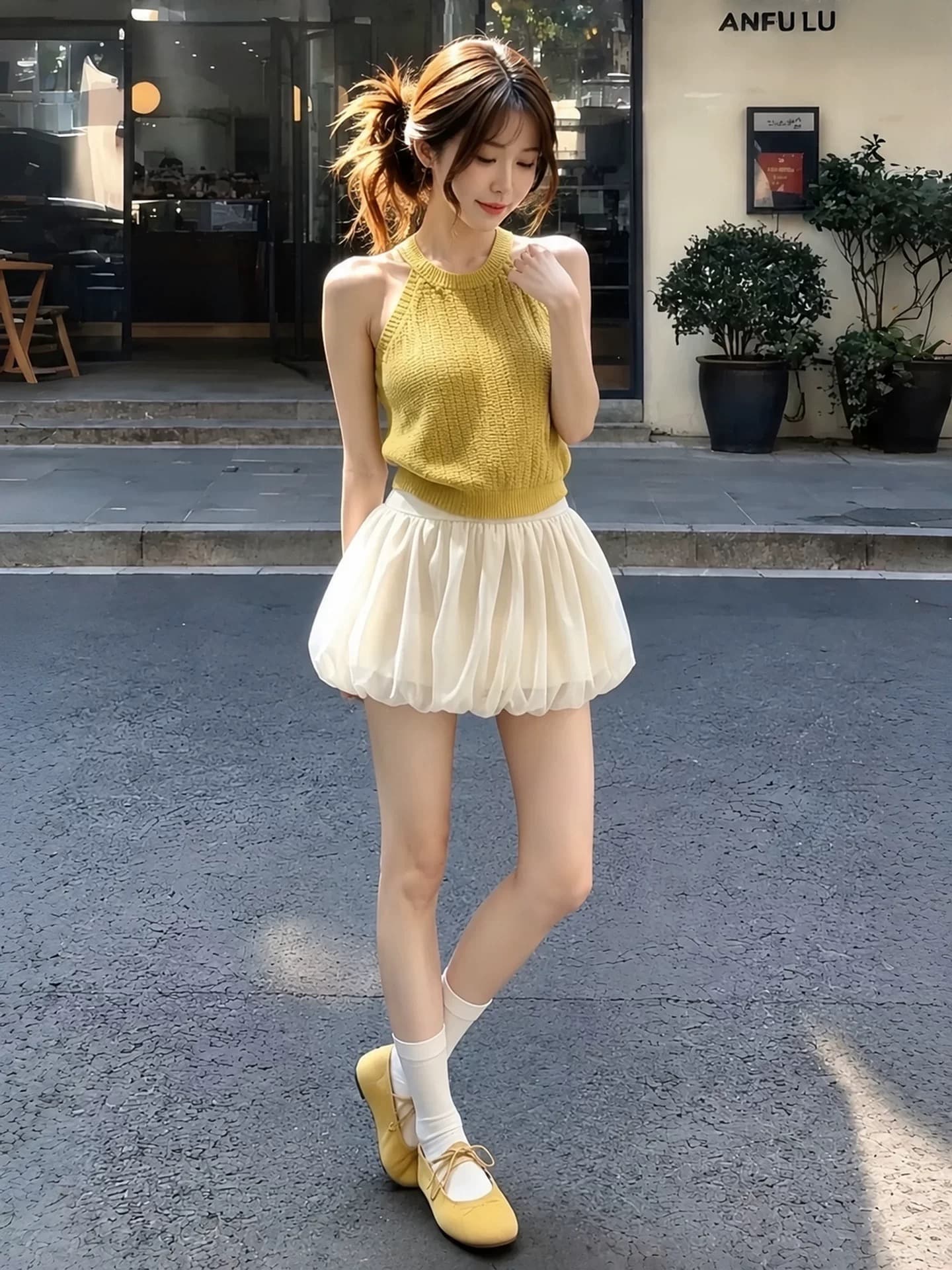 황색 캐미솔 여성 여름 태국 아름다운 아니요 명중 섹션 여름 ootd 느슨함 센스 착용 잡아라. 의류 이미지 4
