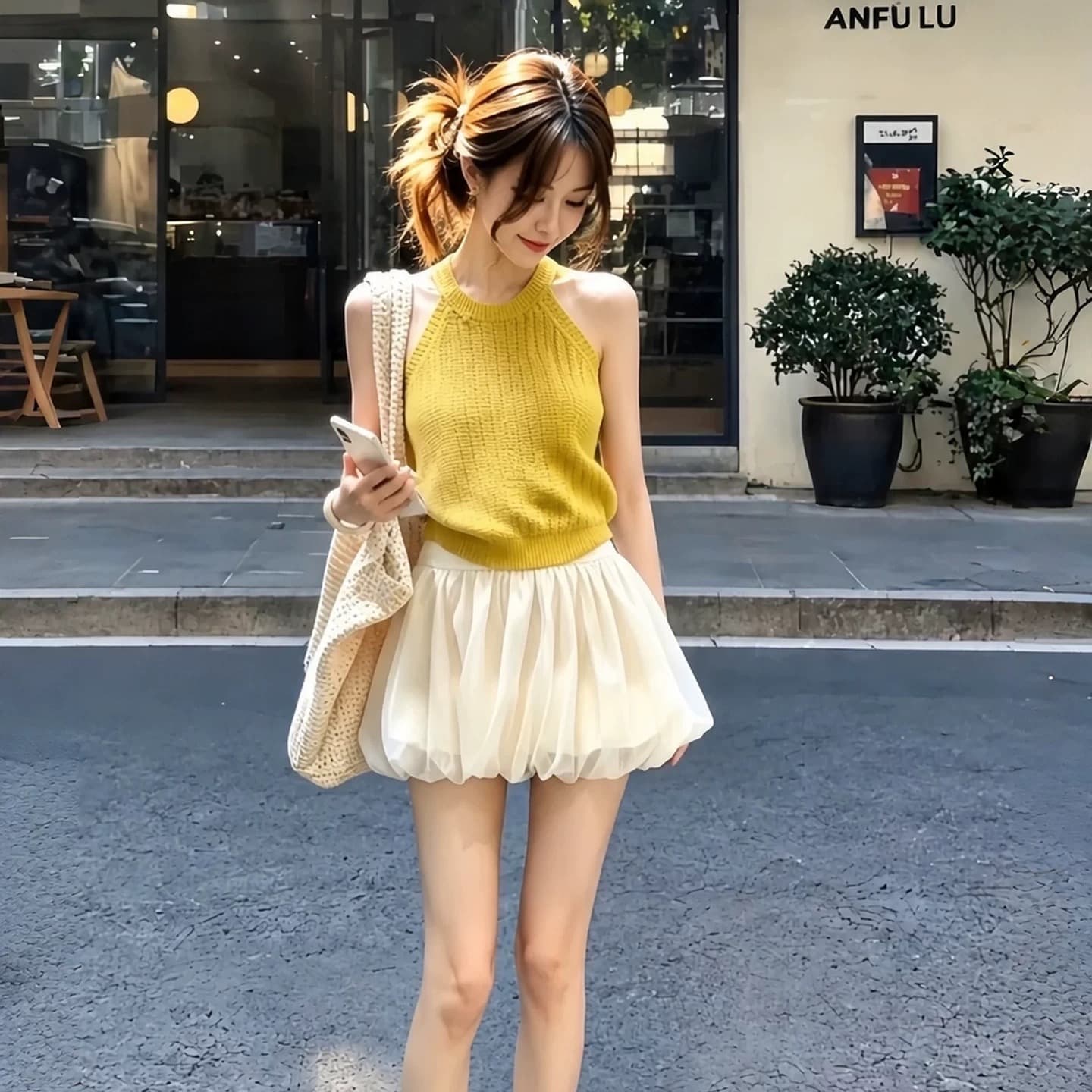 황색 캐미솔 여성 여름 태국 아름다운 아니요 명중 섹션 여름 ootd 느슨함 센스 착용 잡아라. 의류 이미지 5