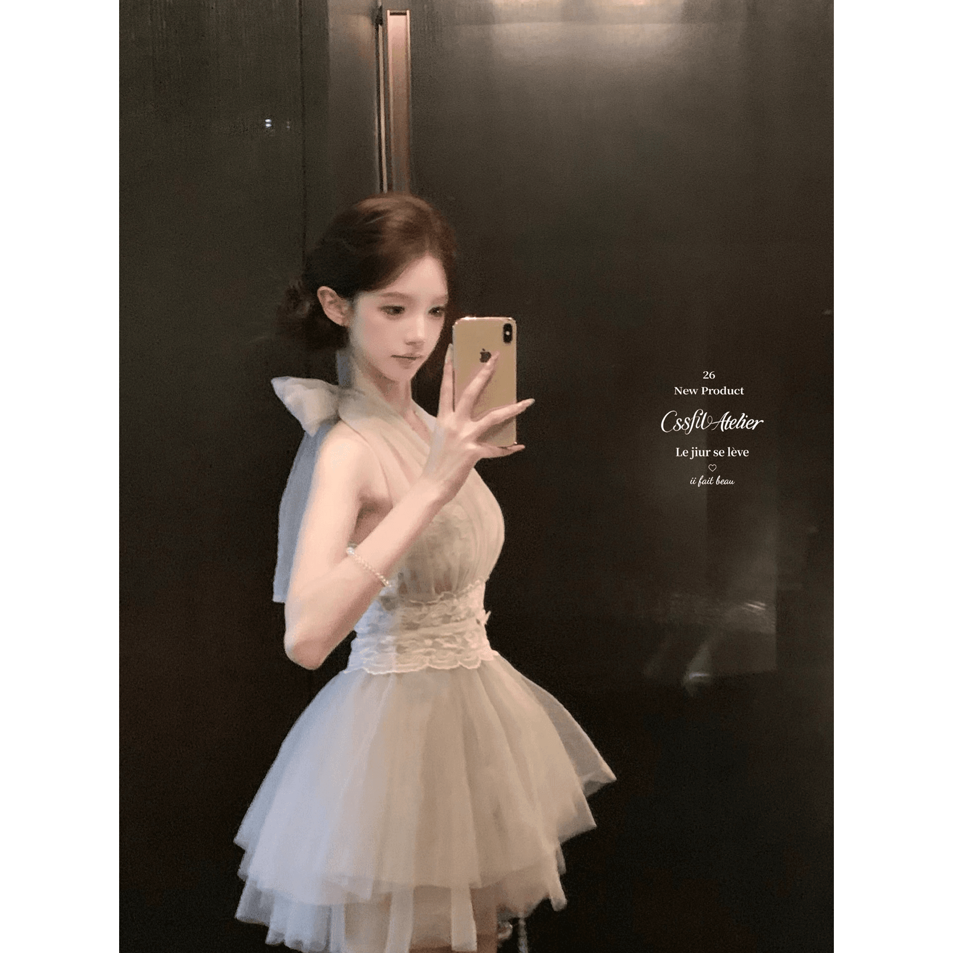 26 ss 황혼 등나무 nway 다양한 착용 법 라벤더 보라색 레이스 행침 목 드레스