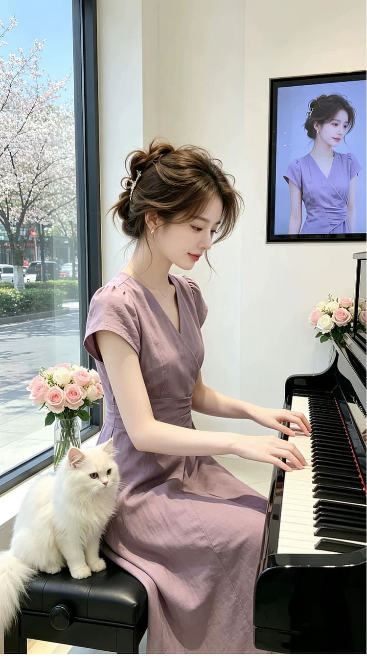 프랑스식 아름다운 보라색 V넥 드레스 아이들 여름 2026 년 새로운 고급 센스 불규칙 품격 롱 스커트 상세 이미지 8
