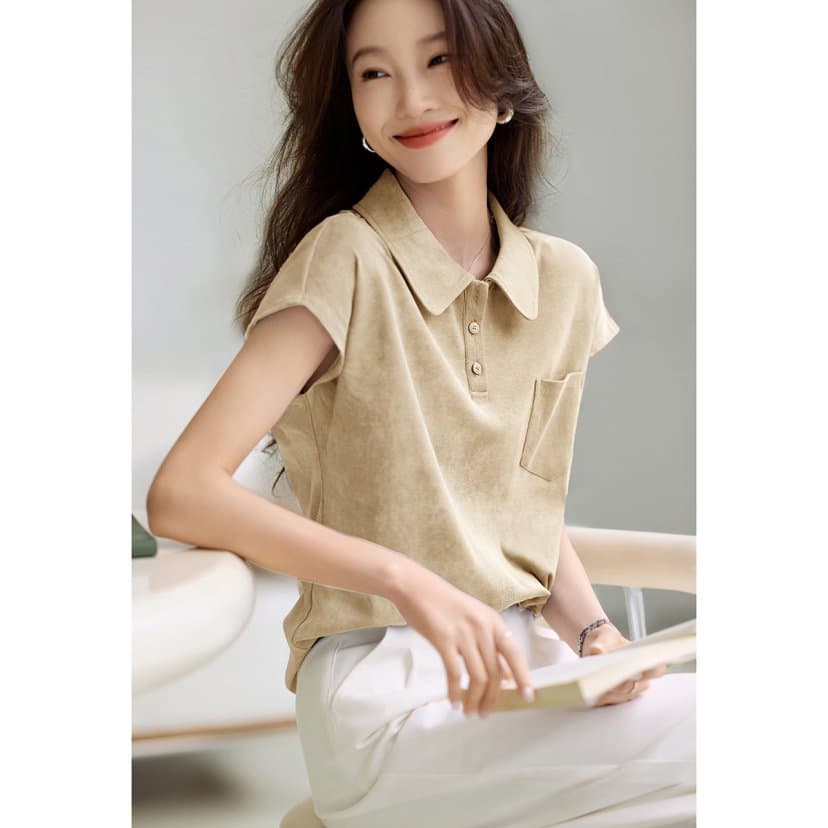 캐주얼 polo 헤일로 염색 바람 여성 셔츠 티셔츠 봄 여름 새로운 캐주얼 편안함 티셔츠 상세 이미지 12