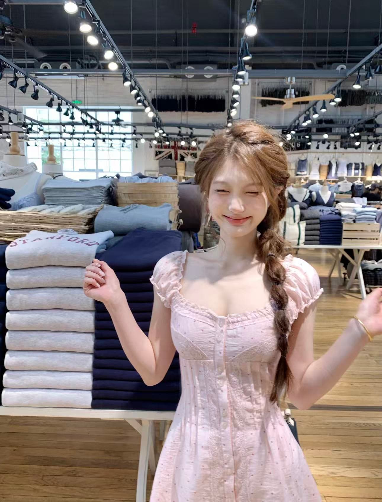 callmeear 화이트 티 첫사랑 레이스 조각 허리 수축 드레스 자카드 프릴 맨위 여름 상세 이미지 8