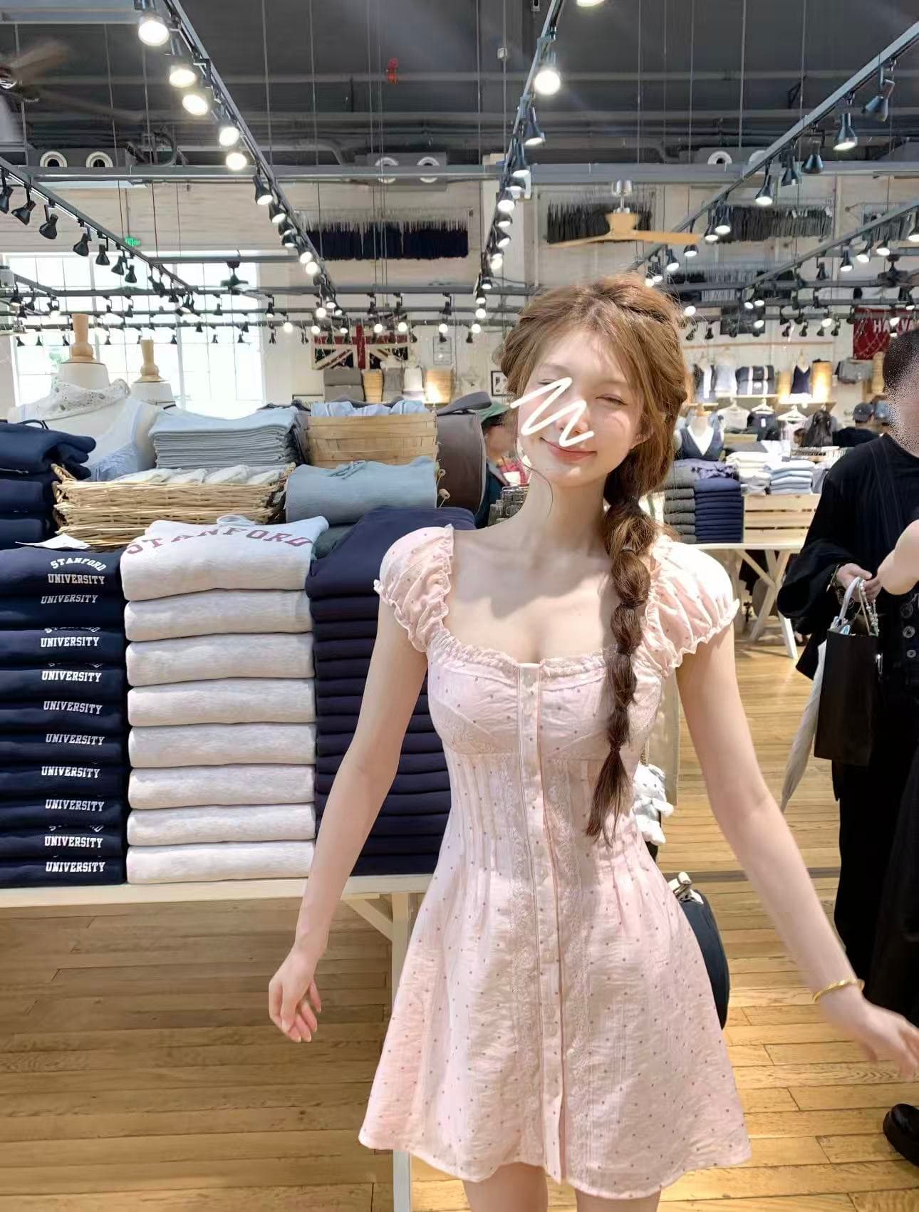 callmeear 화이트 티 첫사랑 레이스 조각 허리 수축 드레스 자카드 프릴 맨위 여름 상세 이미지 10