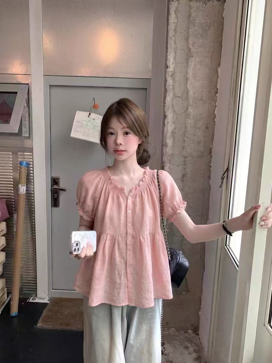 yoursjin 웨스트 포 멜로 분말 녹색 레몬 블루 100 라미 사선 무늬 명중 가져 가라. 인형 셔츠 맨위 작은 셔츠 마이크로 ~을 통해 상세 이미지 3