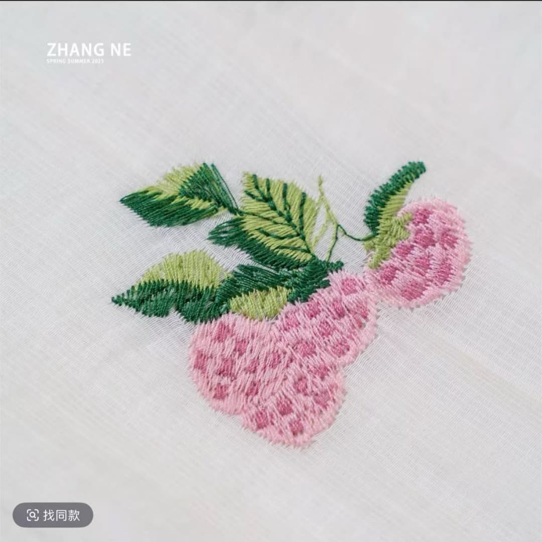 zhang ne 여름 새로운 주간 실크 딸기 자수 캐주얼 슬림해 보이는 드레스 이미지 4