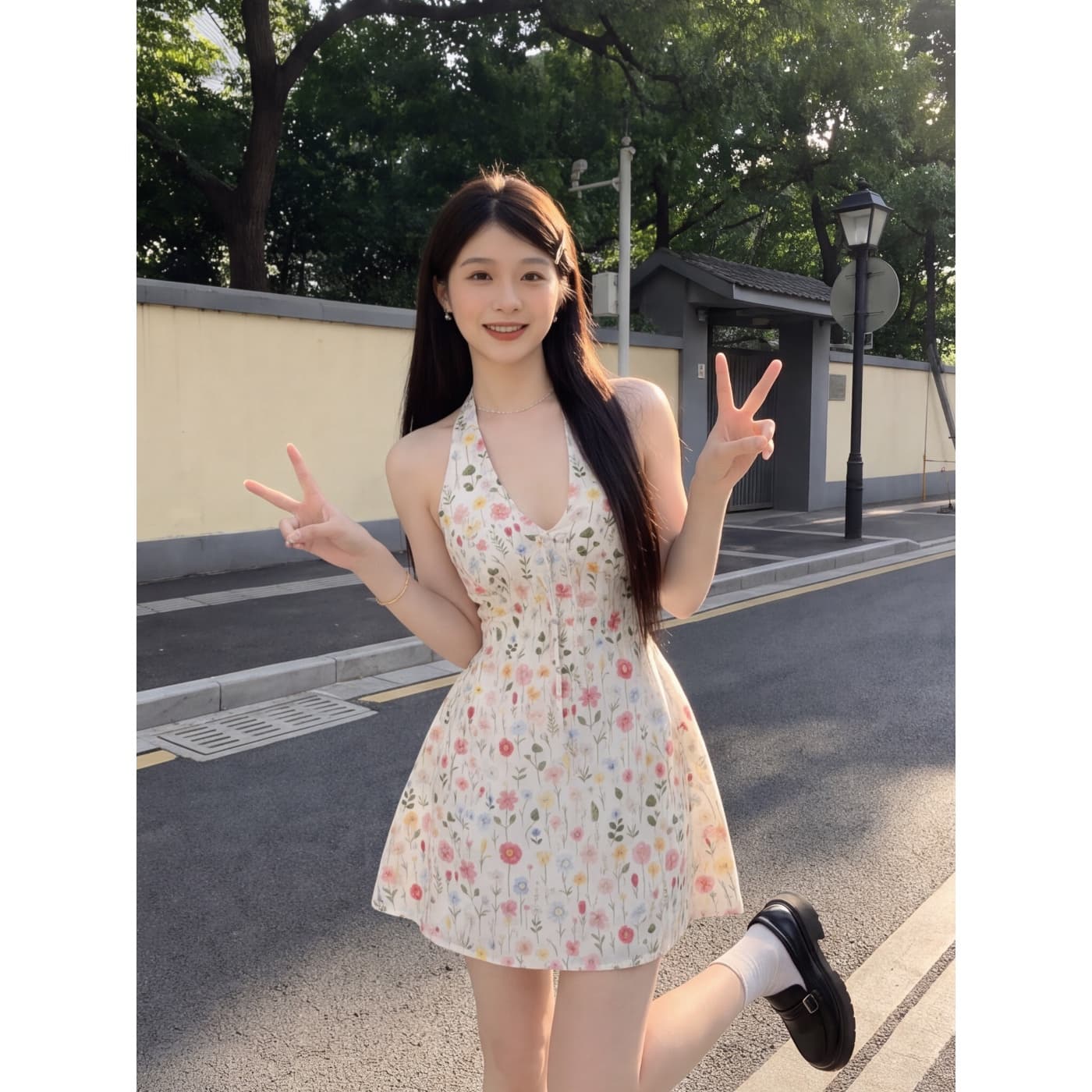 해변가 휴가 행침 목 슬립 꽃무늬 드레스 아이들 여름 2026 새로운 프랑스식 작은