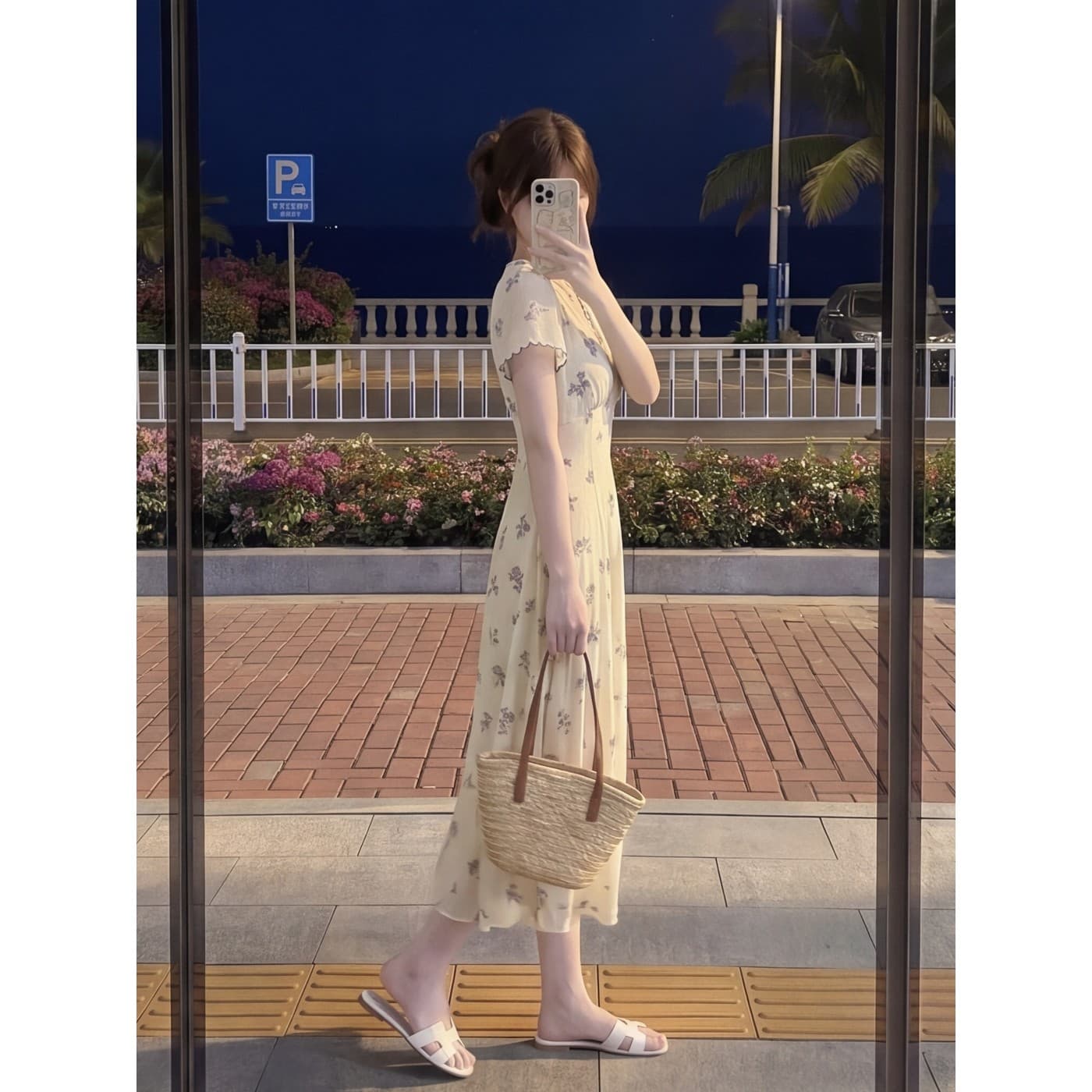 프랑스식 V넥 꽃무늬 드레스 아이들 여름 2025 새로운 달콤함 품격 허리 수축 고급 센스 슬림해 보이는 롱 스커트 이미지 4