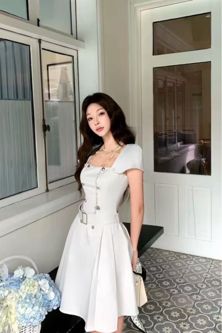 barb chill 천천히 리듬 인생 한국 드라마 여성 주님 살구 색상 바람 드레스 탈착식 숄 슬림해 보이는 한 마디 상세 이미지 6