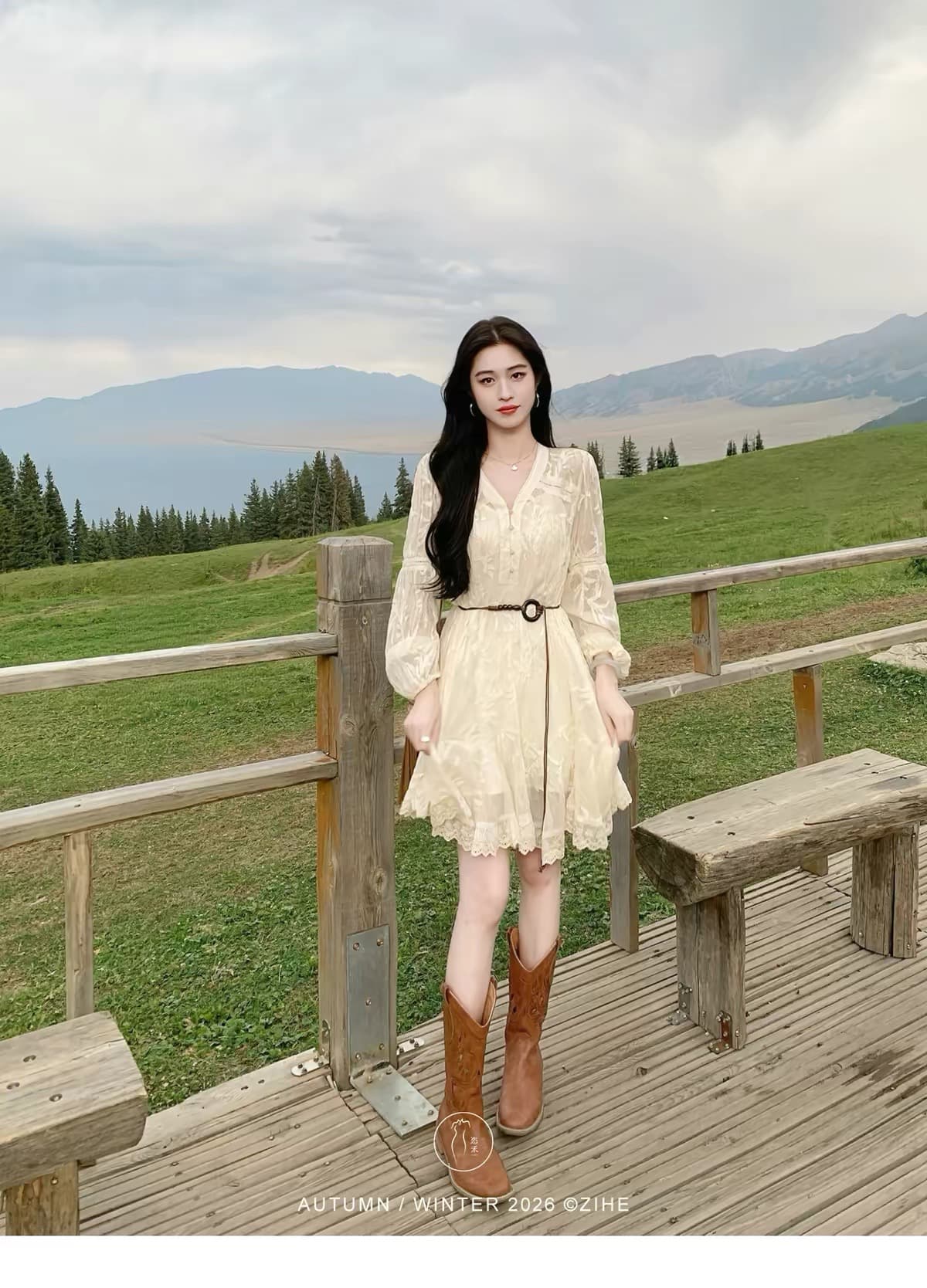 7.30 가을 경계 남자 와일드 이전 10 분 제한된 시간 6 접기 프랑스식 질감 센스 자수 슬립 점프 슈트 치마 세트 상세 이미지 2