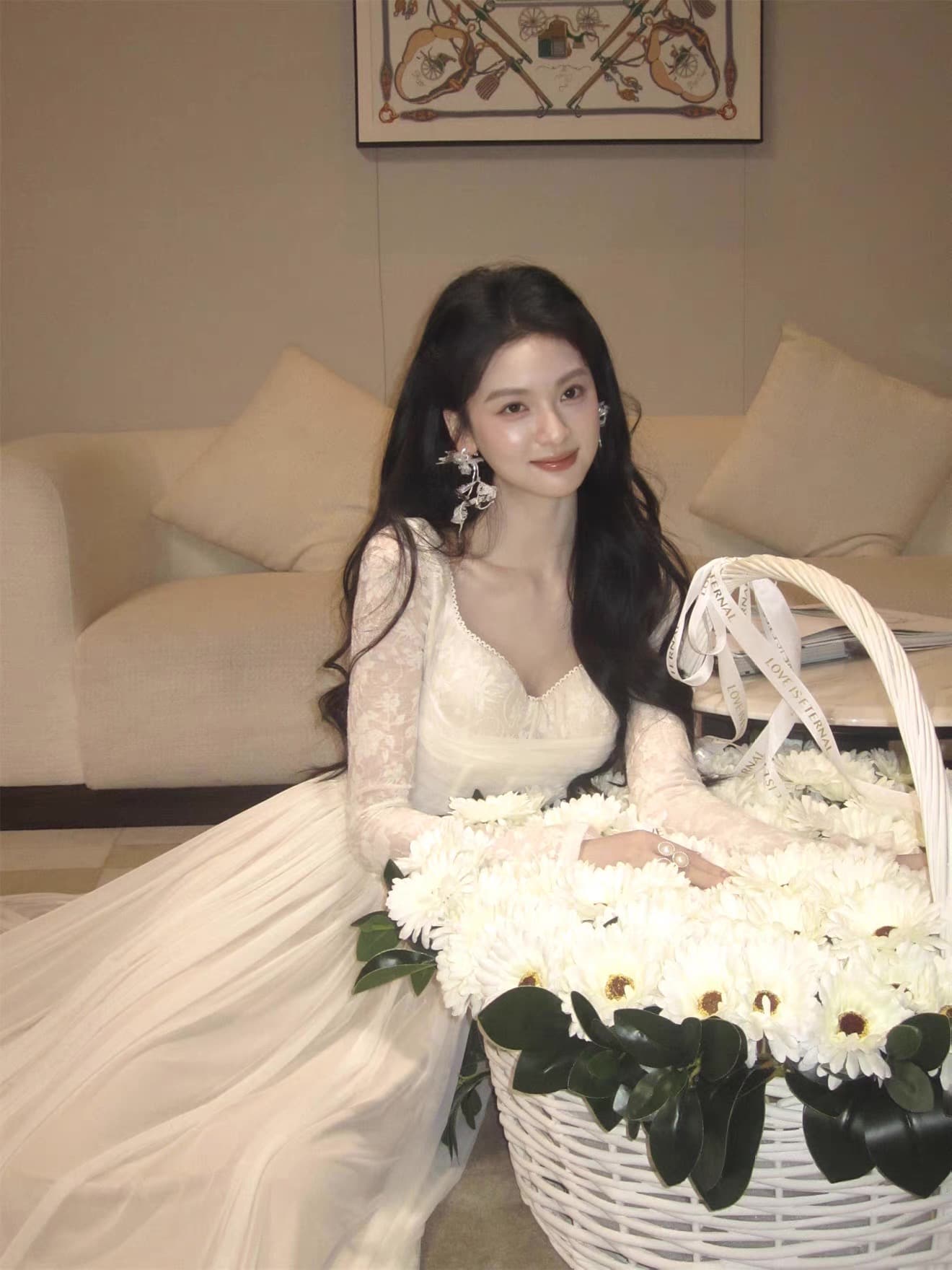 8.4 20 00pm 켜기 새로운 밀가루 늦게 양모 레이스 생선뼈 드레스 상세 이미지 7