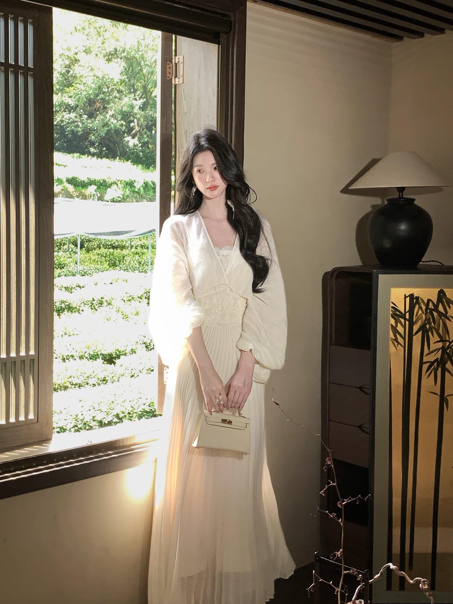 8.4 20 00pm 켜기 새로운 프라임 달 사직 압력 주름 레이스 드레스 상세 이미지 3