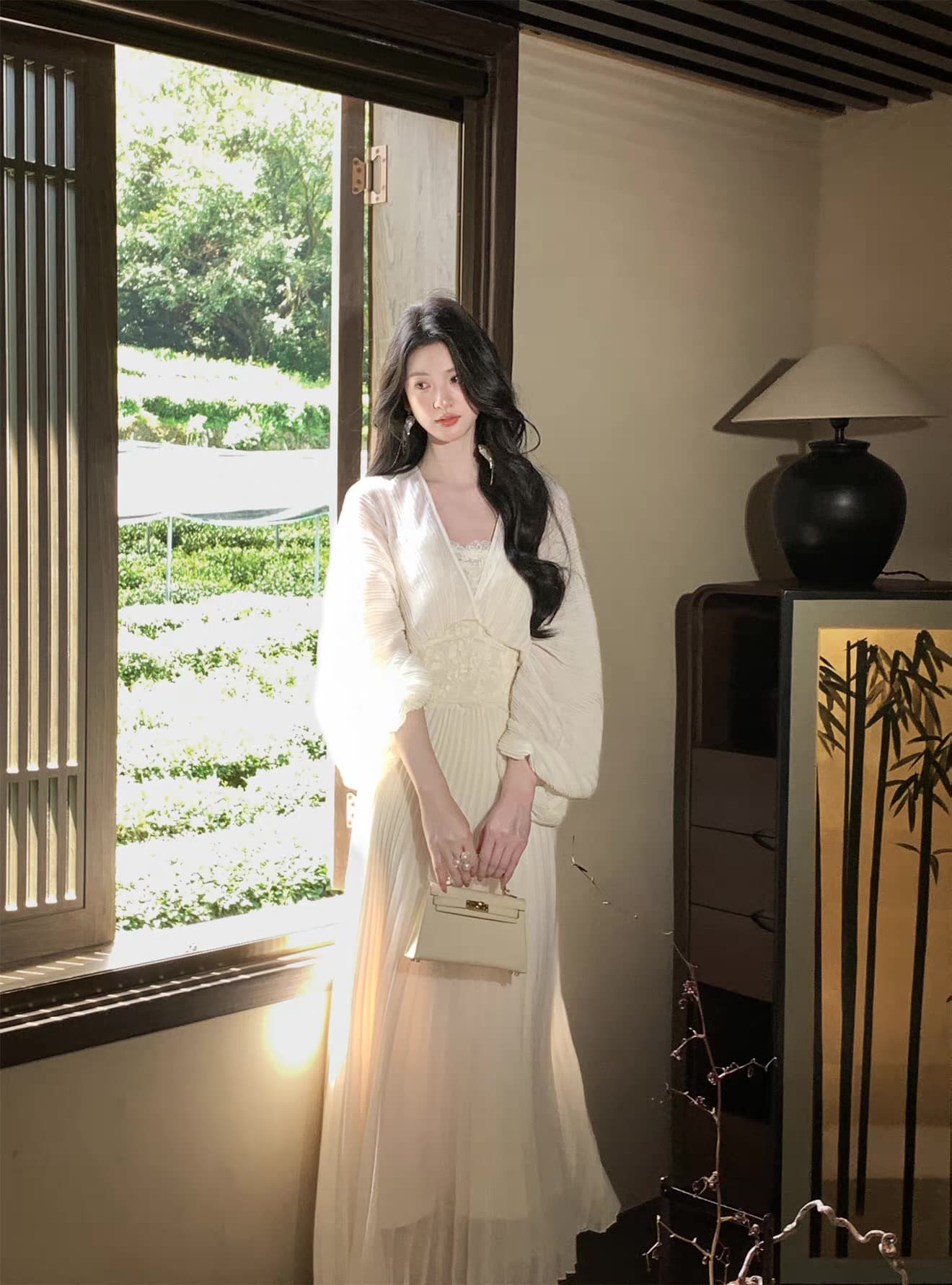 8.4 20 00pm 켜기 새로운 프라임 달 사직 압력 주름 레이스 드레스 상세 이미지 9