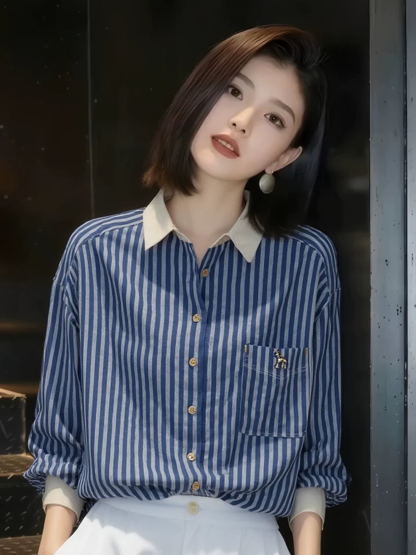 한 부서 Chic 고급 센스 스트라이프 긴팔 여성 셔츠 프랑스식 품격 출퇴근 다용도 외국 가스 맨위 트렌디 상세 이미지 2