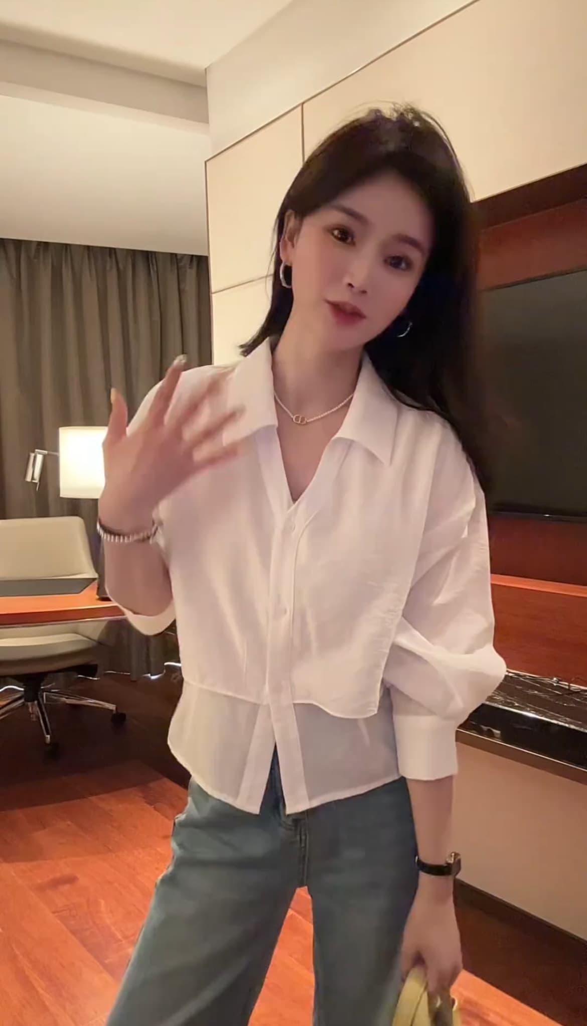 나인 리 슈퍼 부드러운 품격 저항 주름 프로 피부 다용도 페이크 레이어드 자외선 차단 셔츠 이미지 2