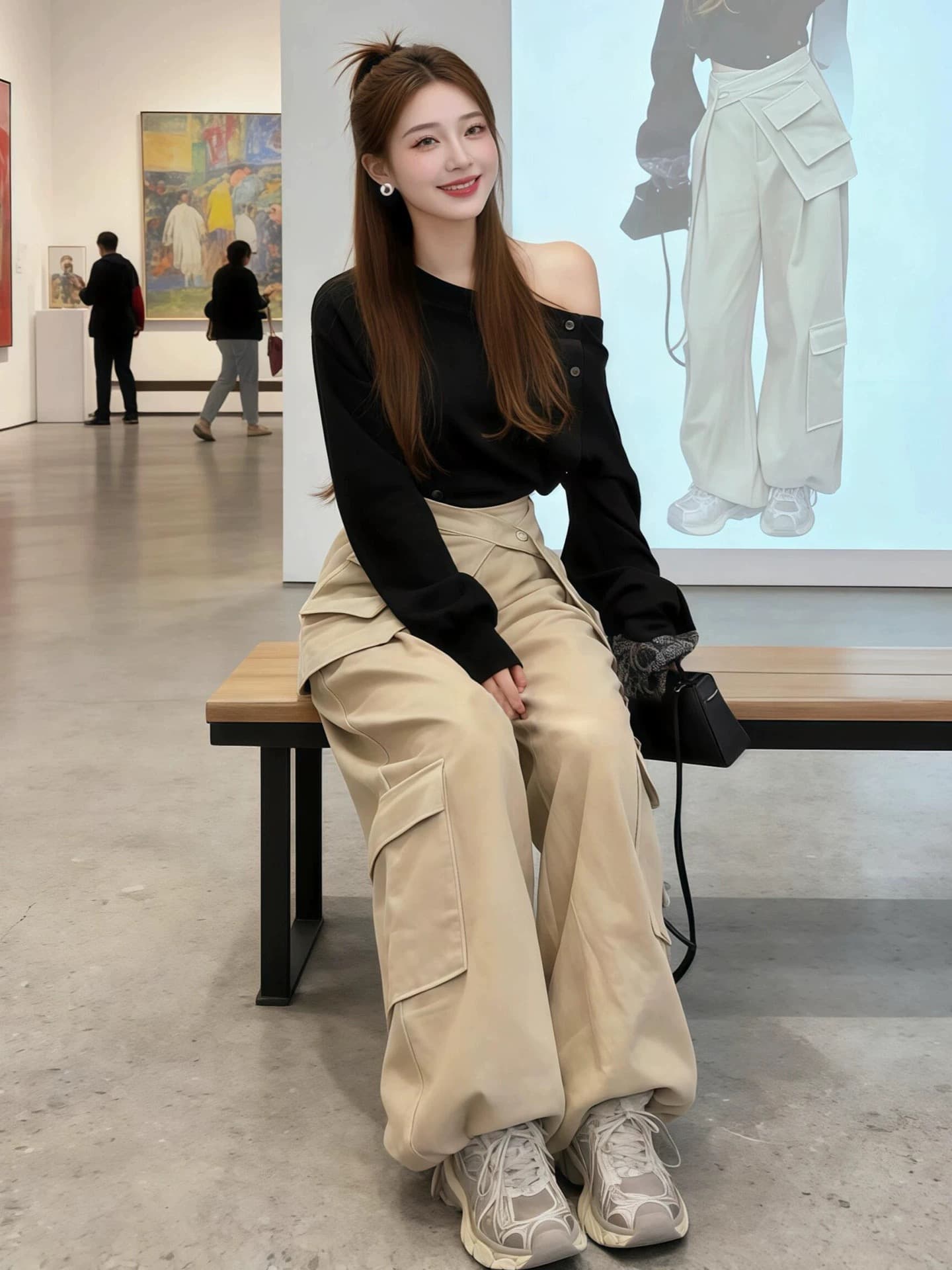 자이언트 잘 생긴 검정색 맨위 조기 봄 세트 여성 2026 새로운 한 부서 슈퍼 화재 착용 가져 가라. 전체 집합 ootd 착용 가져 가라. 상세 이미지 4