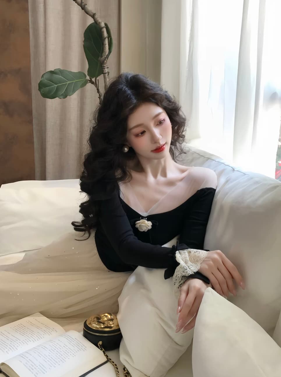 늦게 시리아 동백 나무 프랑스식 동백 나무 빛 럭셔리 천 금빛 바람 오프숄더 이른 가을 새로운 플래시 훈련 Tulle 인어 꼬리 드레스 이미지 2