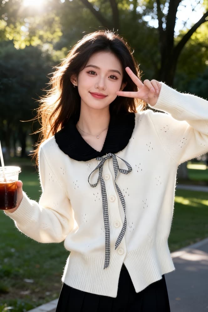 2026 가을 겨울 새로운 한국 스타일 외국 가스 달콤함 나비 넥타이 베이비 칼라 몸매 가꾸기 니트 스웨터 맨위 외출용 트렌디 상세 이미지 5