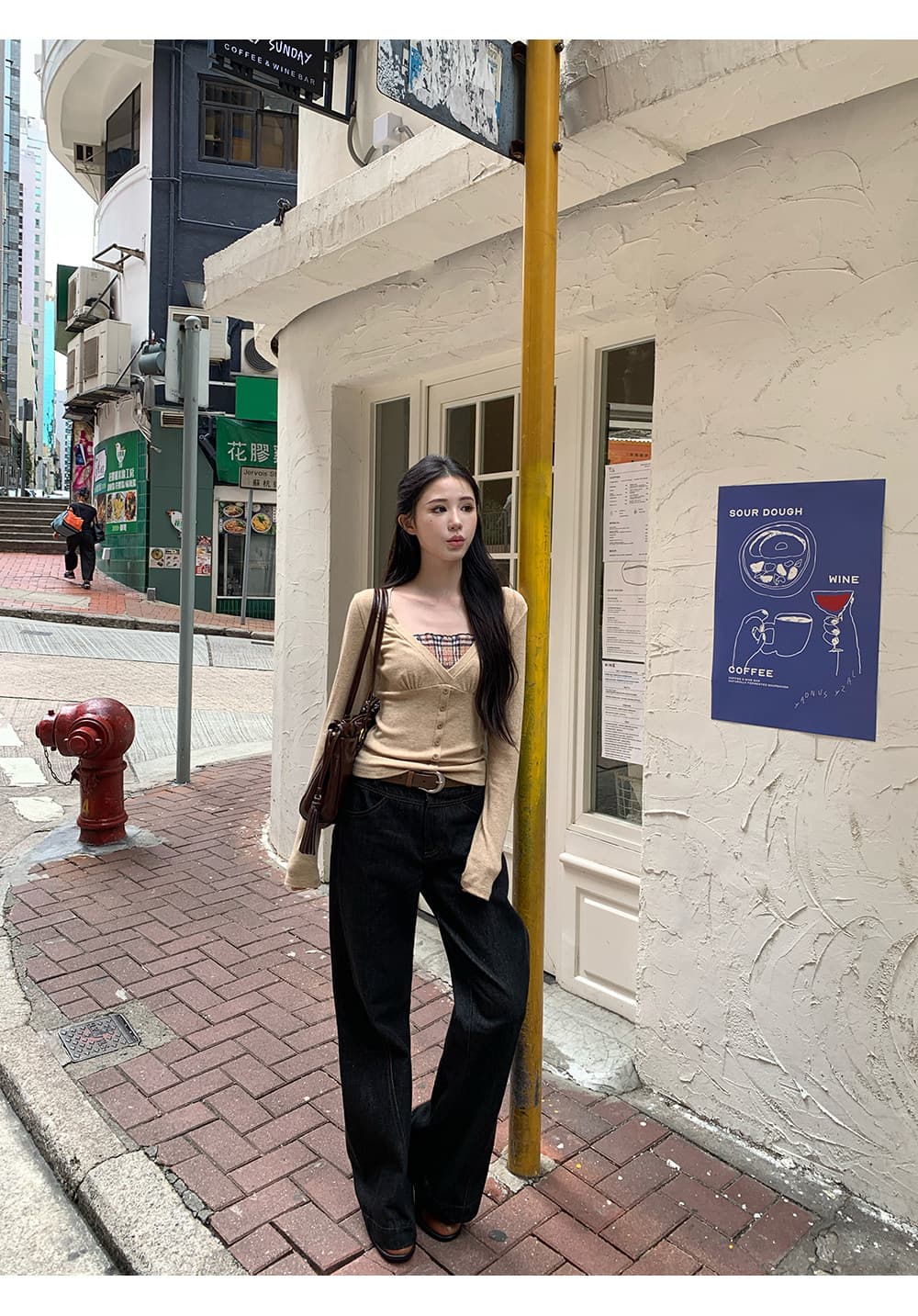 인사이드 가져 가라. 기본 셔츠 여성 가을 새로운 긴팔 티셔츠 페이크 레이어드 튀김 거리 고유 한 아름다운 맨위 상세 이미지 6