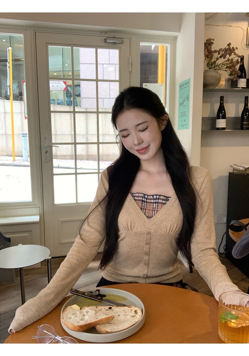 인사이드 가져 가라. 기본 셔츠 여성 가을 새로운 긴팔 티셔츠 페이크 레이어드 튀김 거리 고유 한 아름다운 맨위 상세 이미지 10