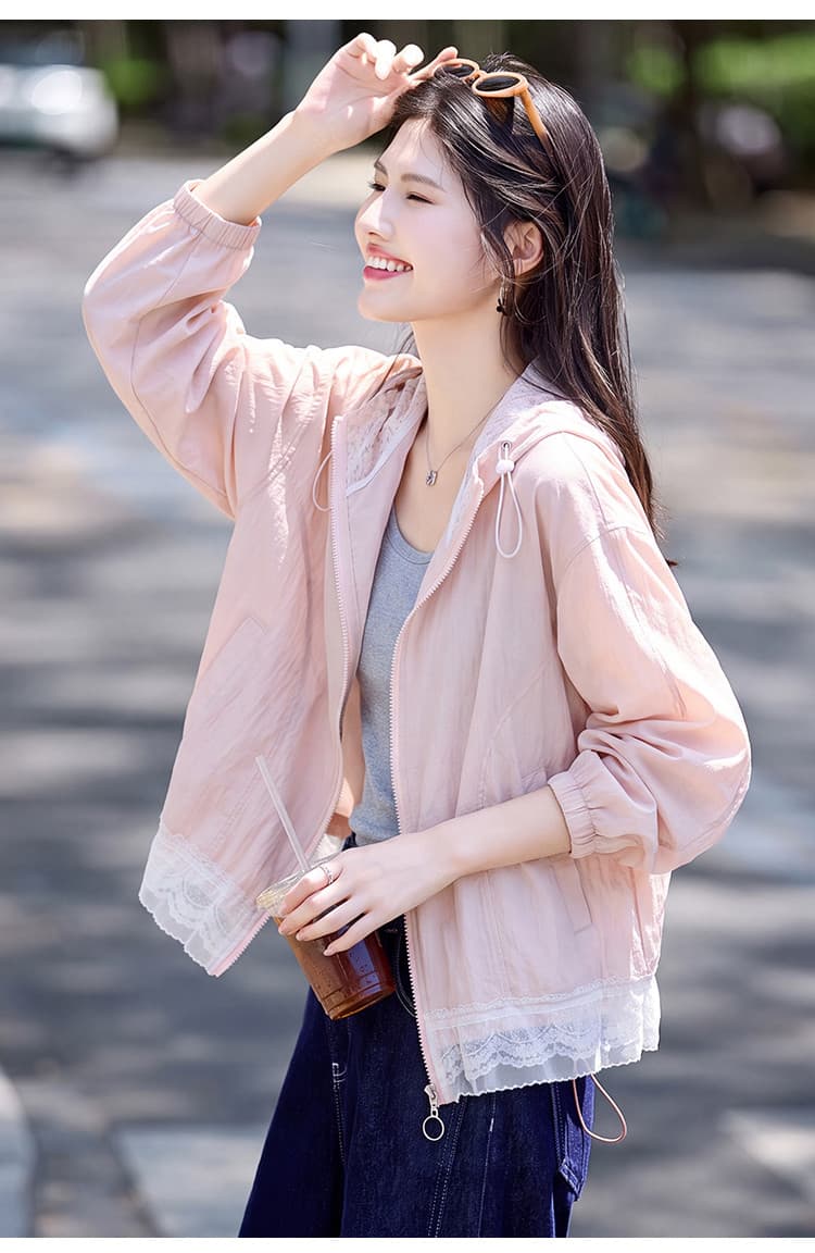 도파민 야외 후드 얇고 가벼운 긴팔 재킷 26 년 여름 가을 레이스 패션 루즈핏 맨위