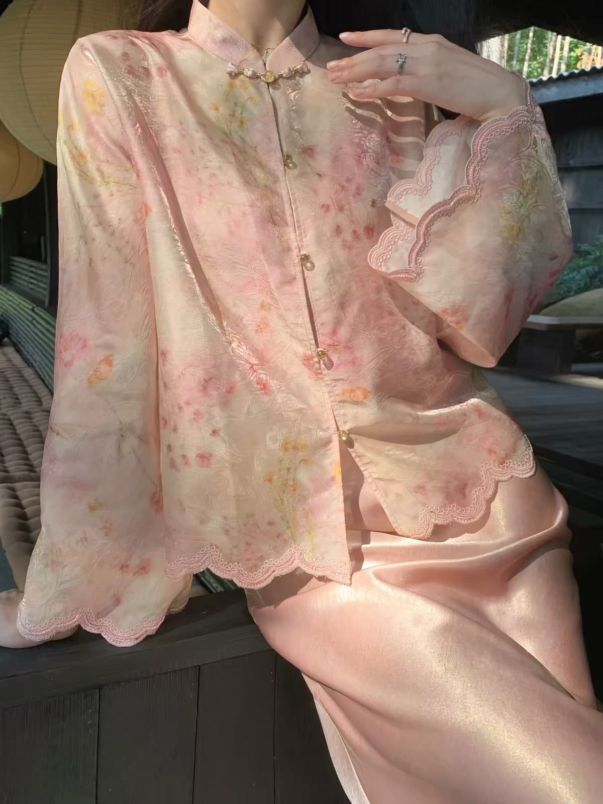 링 茜 거만한 와우 游园 놀라다 새로운 중식 비싼 가스 분위기 센스 품격 외부 가져 가라. 오픈 가디건 슬림해 보이는 슬립 점프 슈트 상세 이미지 2