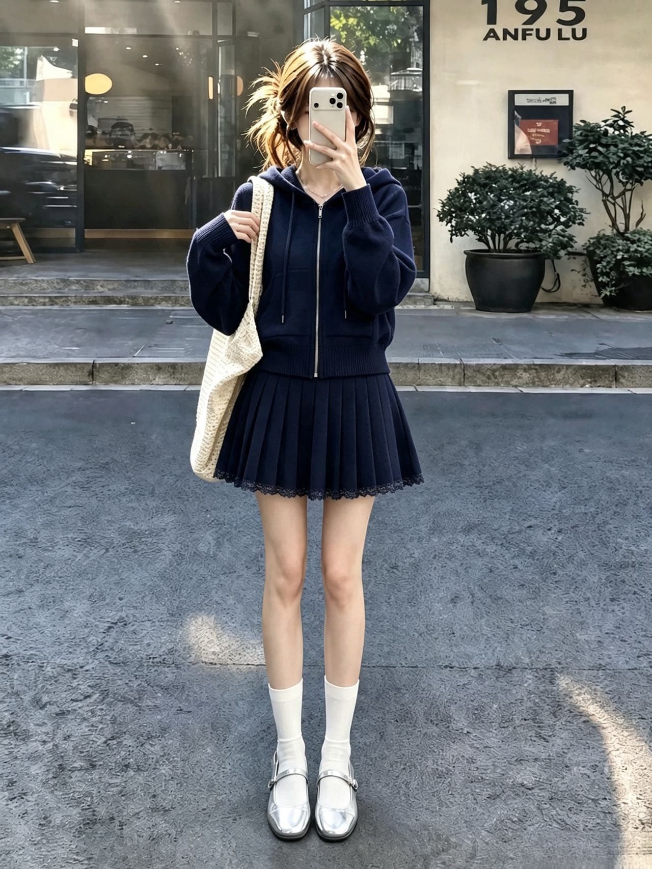 자이언트 잘 생긴 ~ 중 이른 가을 전체 집합 단색 소금 부서 빛 요리 한 몸매 가꾸기 니트 재킷 A라인 스커트 두 조각 여성 세트 상세 이미지 4