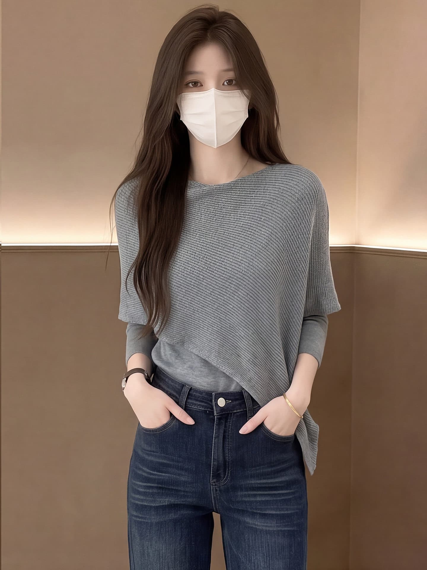 이른 가을 새로운 불규칙 페이크 레이어드 슬림해 보이는 품격 긴팔 니트 맨위 상세 이미지 10