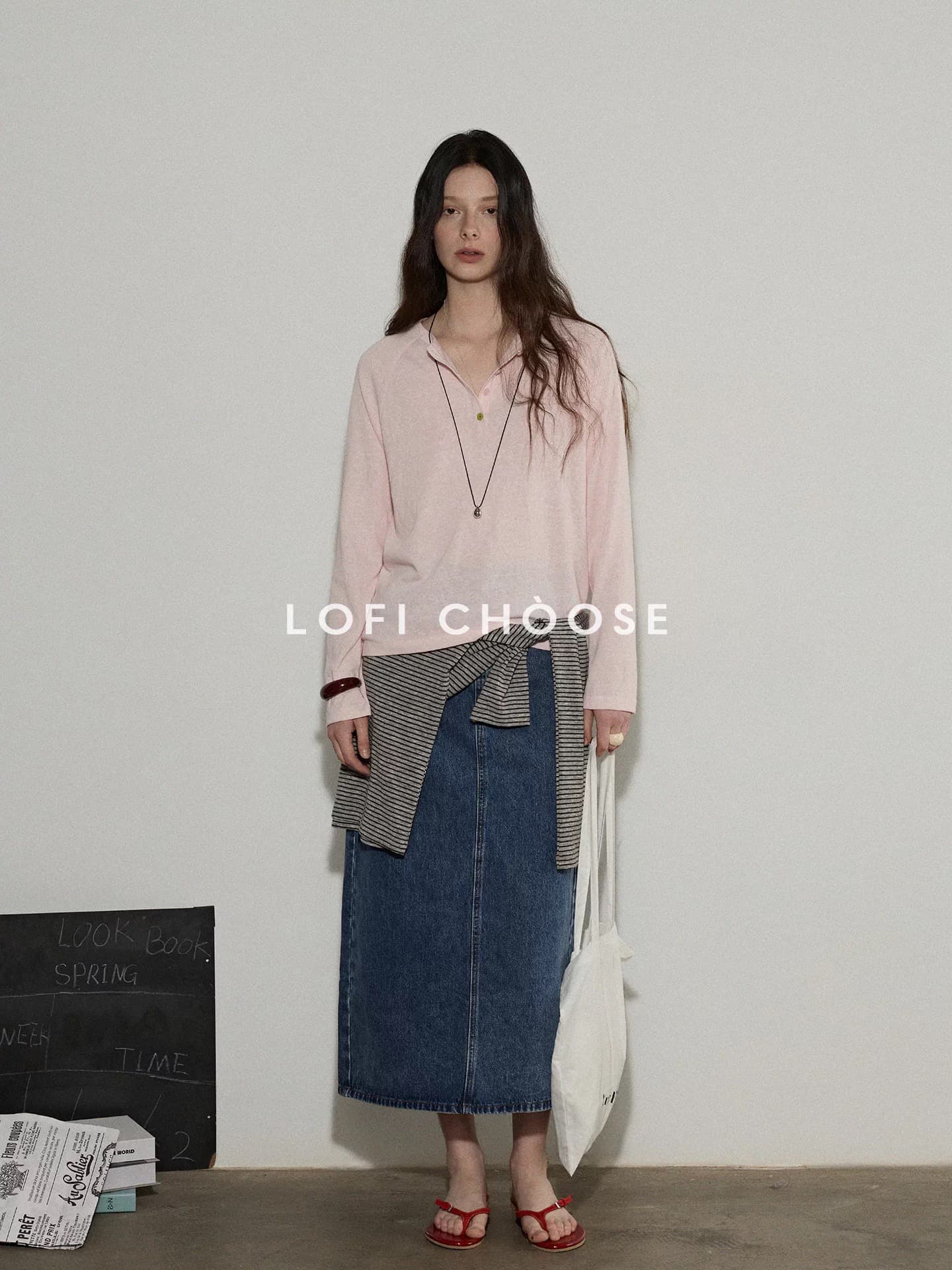 lofi choose 밝은 색상 버클 꾸밈음 질감 센스 헨리 칼라 긴팔 티셔츠 여성 봄 새로운 디자인 센스 맨위 이미지 2