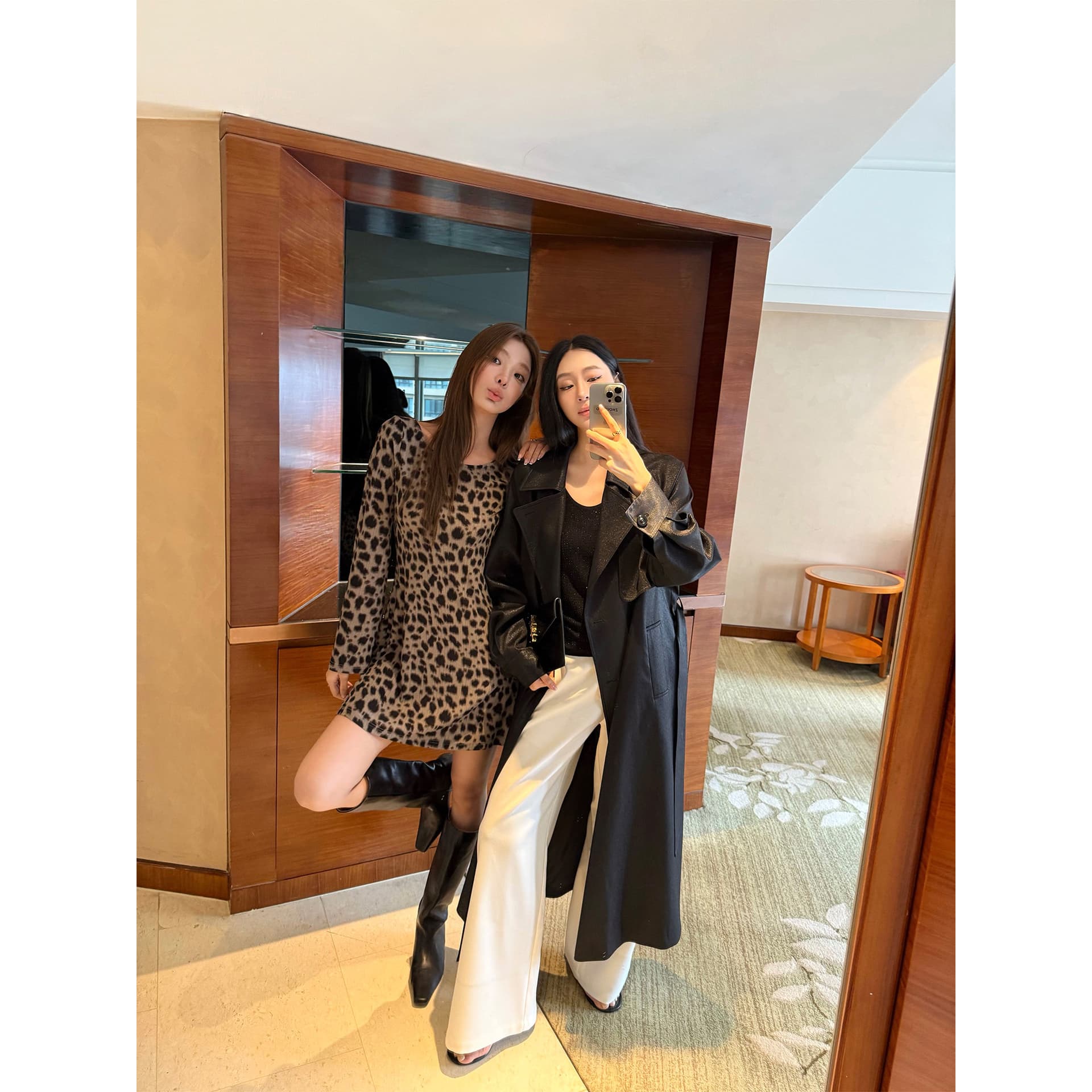 주 淼 zhoumiao 와일드 시리아 레오파드 무늬 프린트 중년 한 마디 몸매 가꾸기 품격 니트 여성 드레스 이미지 2