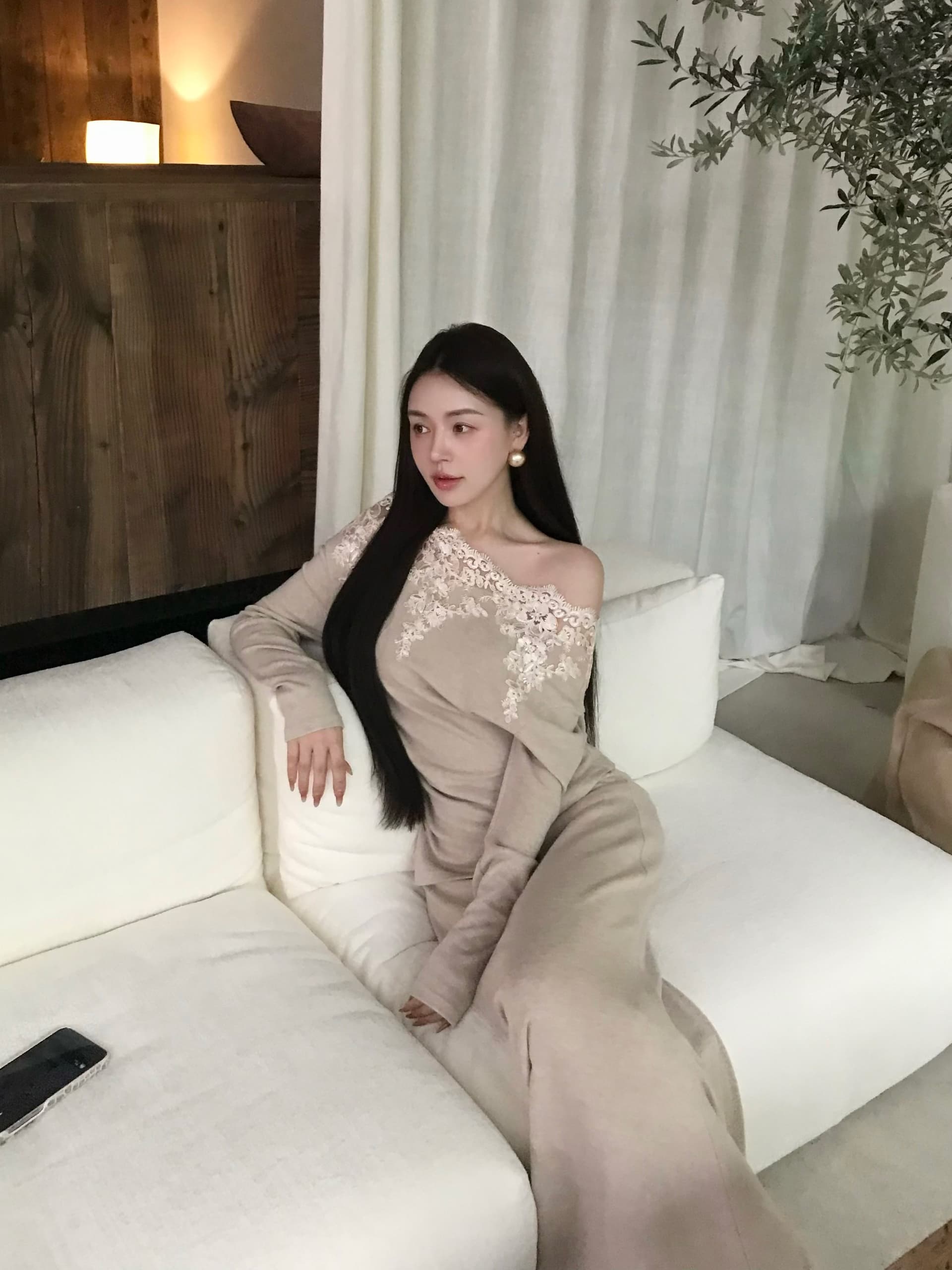 펭 급여 잉 떠 다니는 골드 판화 낭만주의 무거운 작업 레이스 조각 오프숄더 허리 수축 맨위 인어 꼬리 반 스커트 니트 세트 상세 이미지 4
