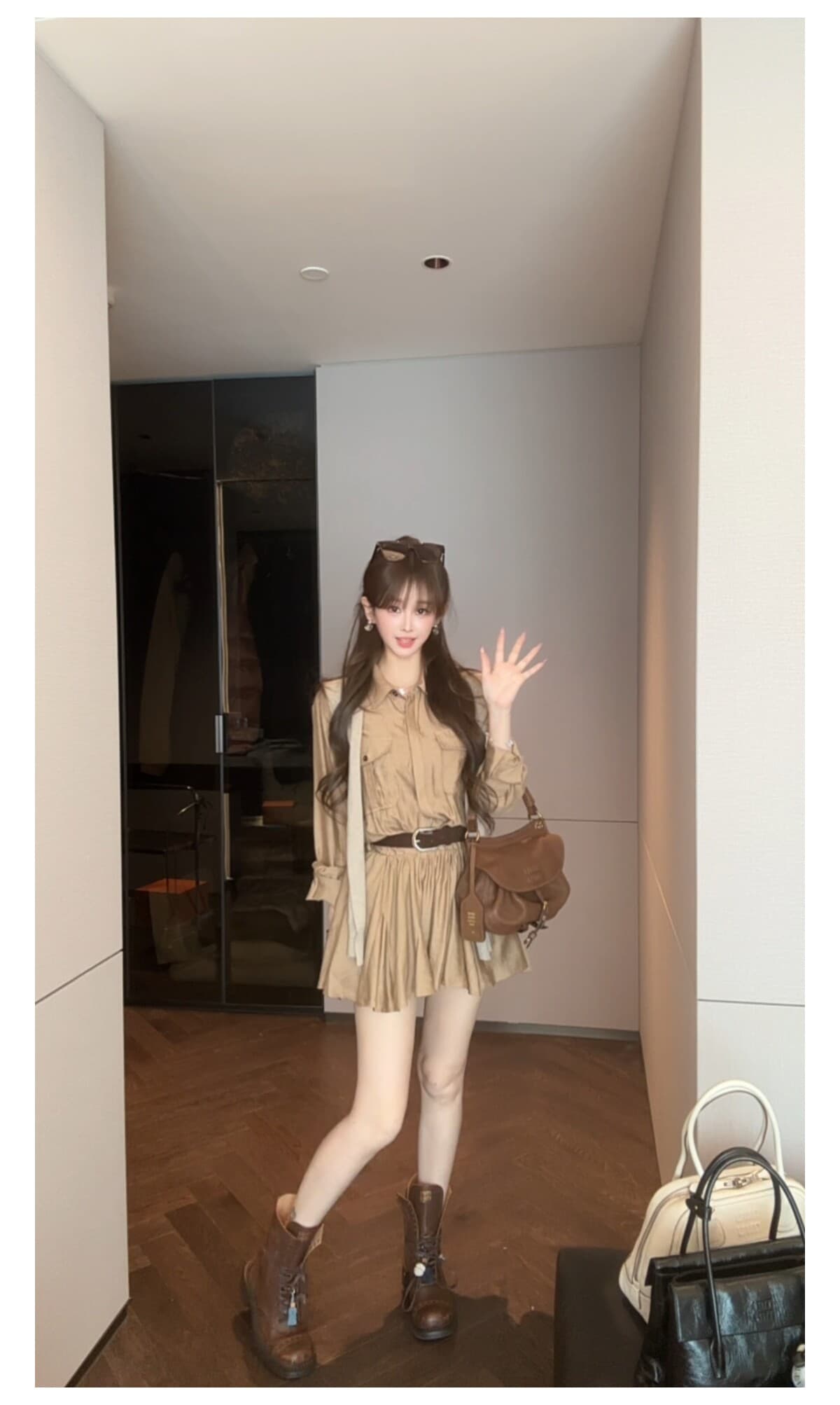 수영하다 사슴 사슴 고급 센스 그는 벤 바람 아마 허리 수축 슬림해 보이는 여성 드레스 가을 26 슈퍼 화재 새로운 품격 워크웨어 치마 상세 이미지 9