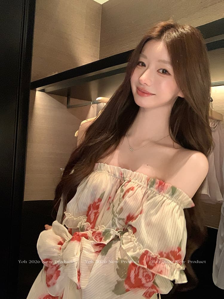 가을 신제품 열정적 인 시간 장미 오프숄더 시폰 셔츠 여성 가을 레트로 루즈핏 슬림해 보이는 맨위 이미지 4