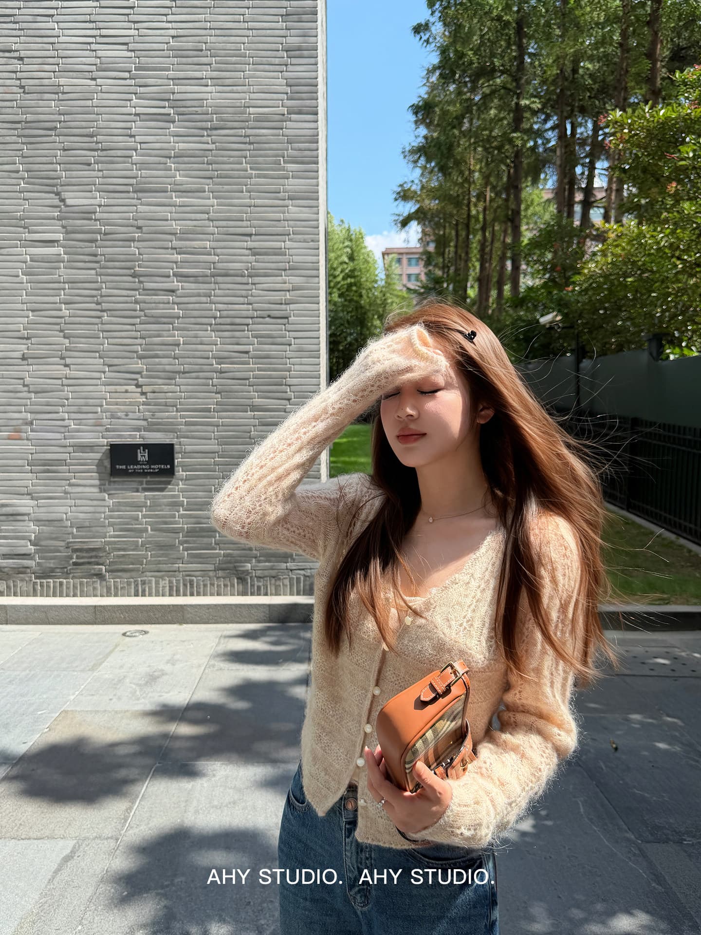 분말 안개 따뜻한 양 모헤어 홀로우 아웃 자수 절묘한 스웨터 오픈 가디건 자매 바람 니트 스웨터 신제품 상세 이미지 4
