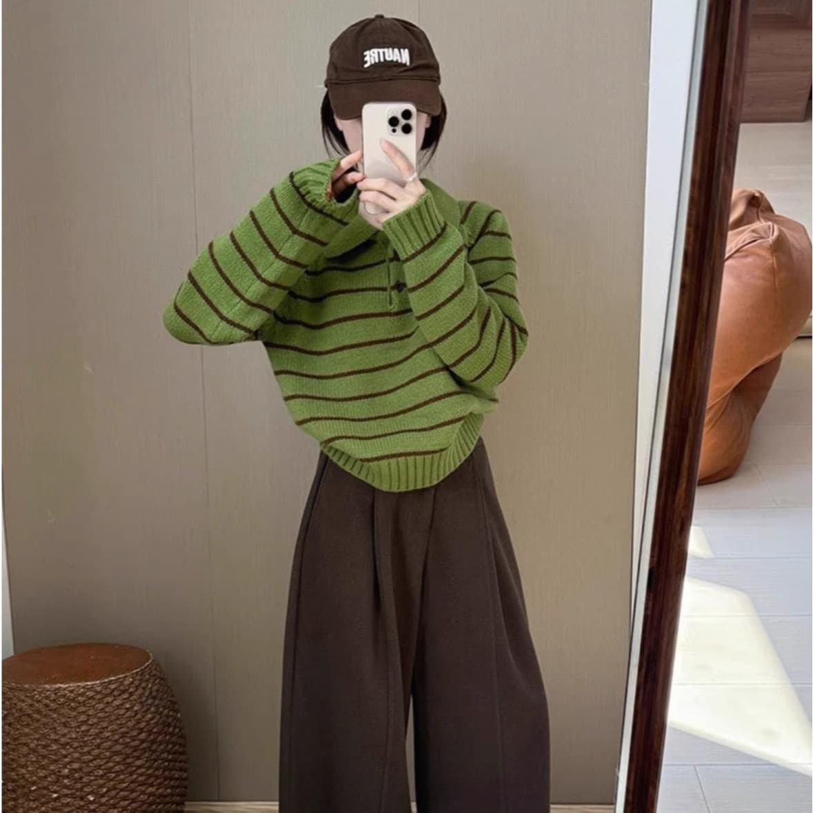 겨울 ootd 아메리칸 레트로 착용 코디 전체 집합 자이언트 잘 생긴 ~ 중 슈퍼 화재 한 부서 스웨터 투피스 세트 바지 여성 이미지 2