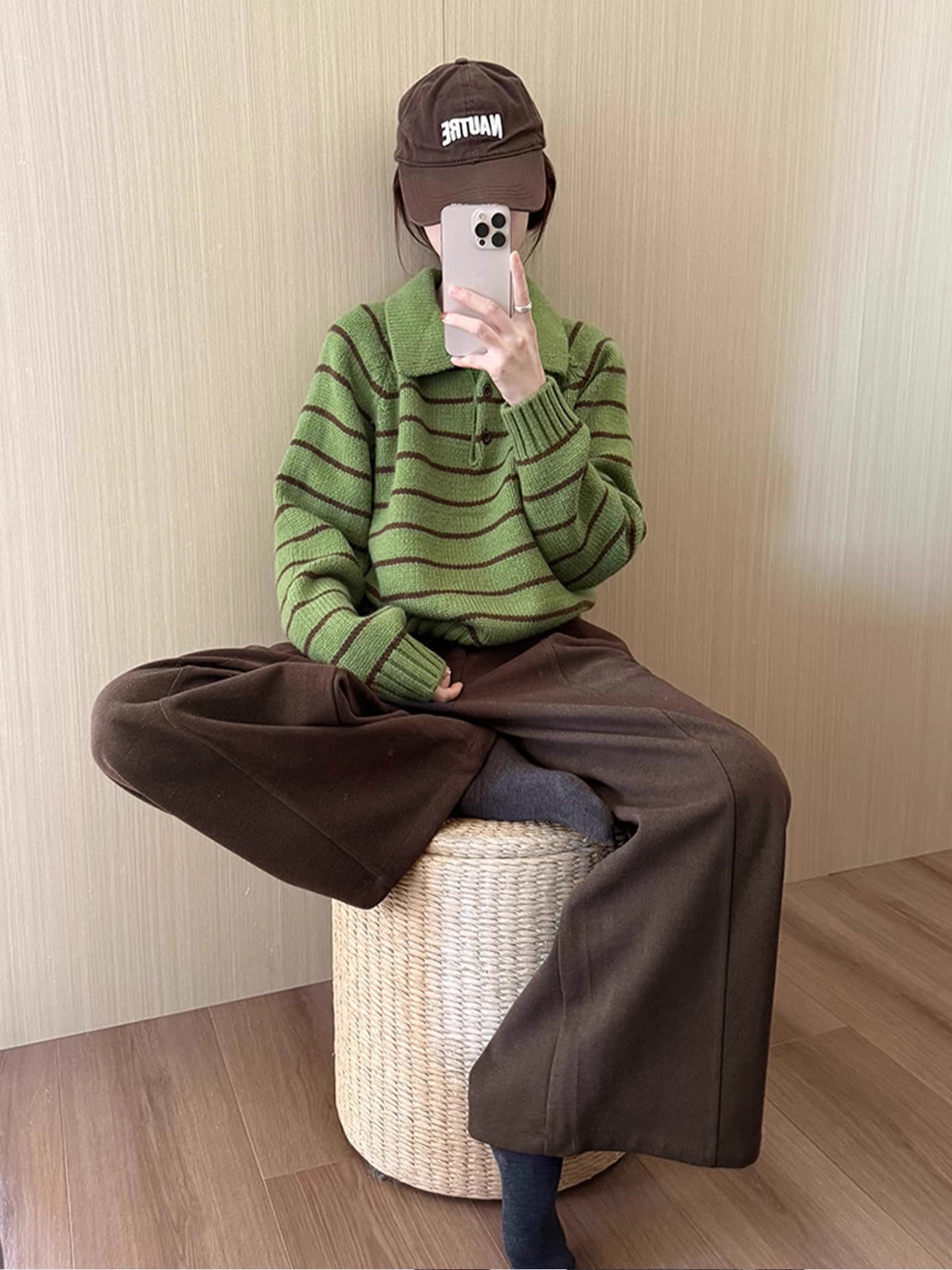 겨울 ootd 아메리칸 레트로 착용 코디 전체 집합 자이언트 잘 생긴 ~ 중 슈퍼 화재 한 부서 스웨터 투피스 세트 바지 여성 상세 이미지 3