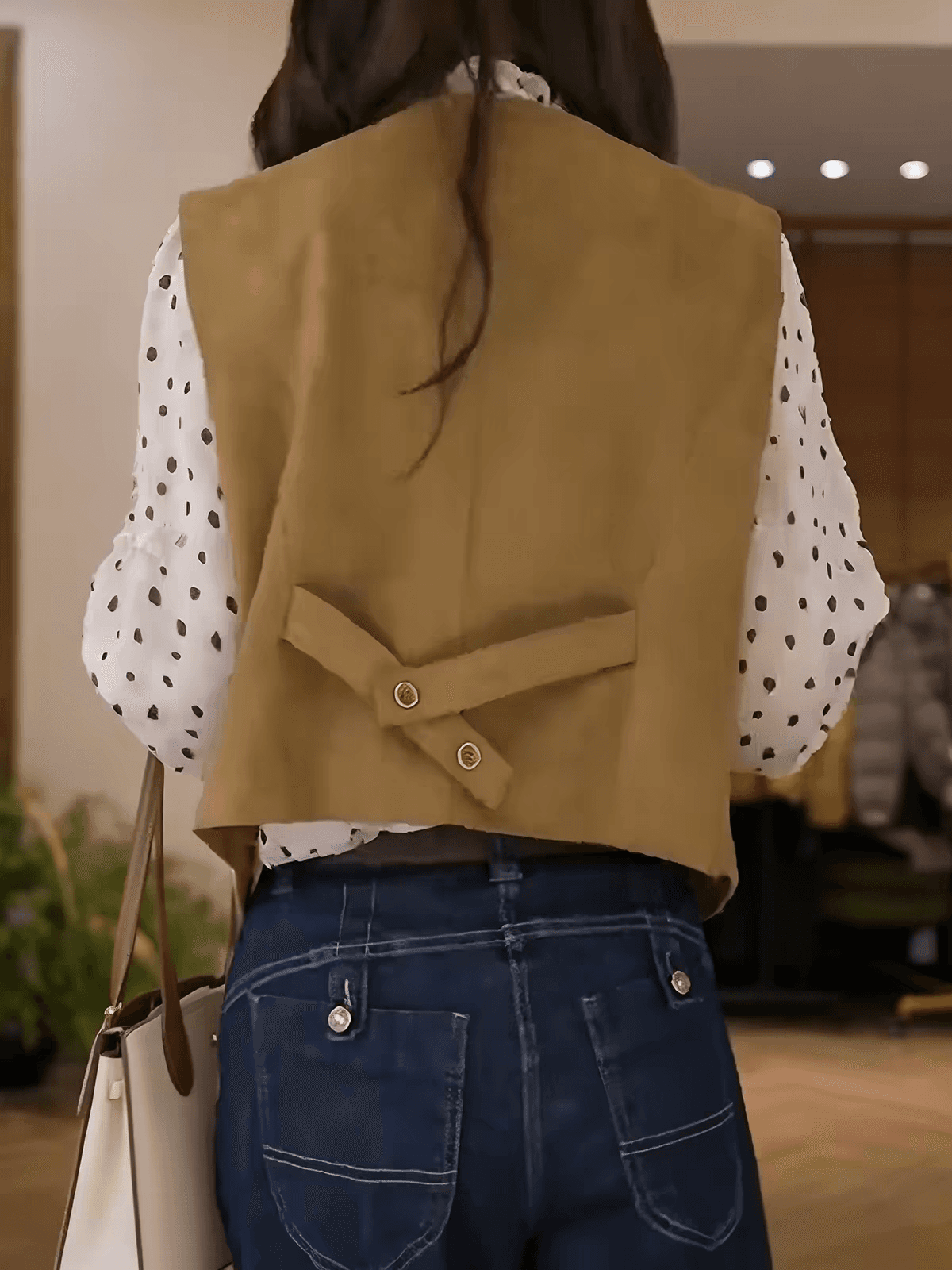 2026 가을 새로운 레트로 항구 바람 트렌드 조끼 여자 지방 mm 슬림해 보이는 착용 가져 가라. 표지 고기 연령 감소 디자인 센스 맨위 상세 이미지 4