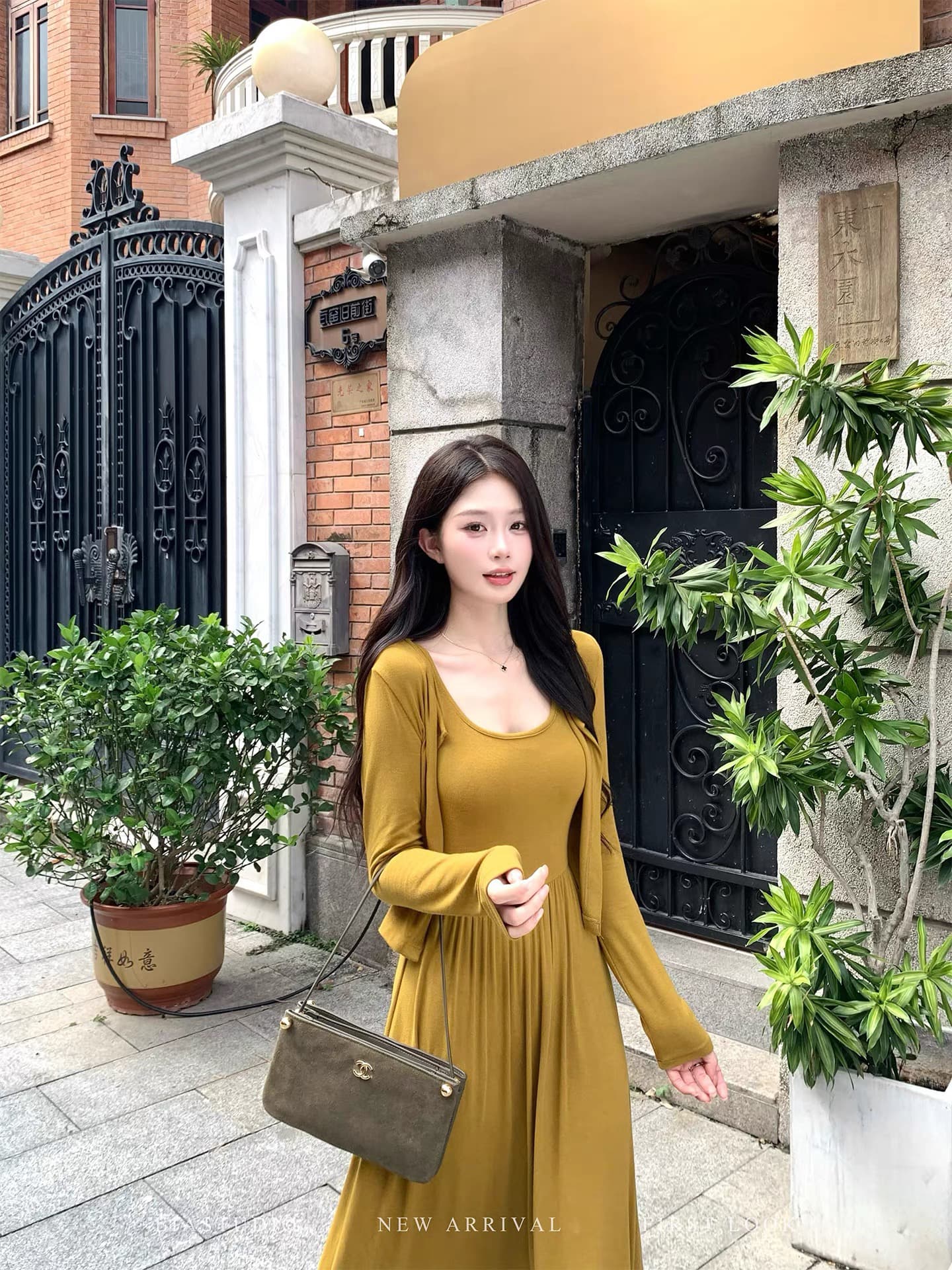 eia 하나 야오 일몰 보관 캐주얼 느긋한 분위기 센스 세트 품격 슬림해 보이는 디스플레이 화이트 니트 투피스 세트 상세 이미지 1