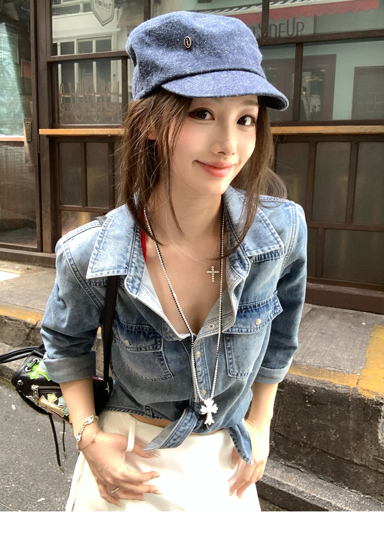 nimowang 주간 실크 데님 여성 셔츠 여름과 가을 프랑스식 레트로 얇은 스타일 재킷 자외선 차단 고급 센스 맨위 상세 이미지 16