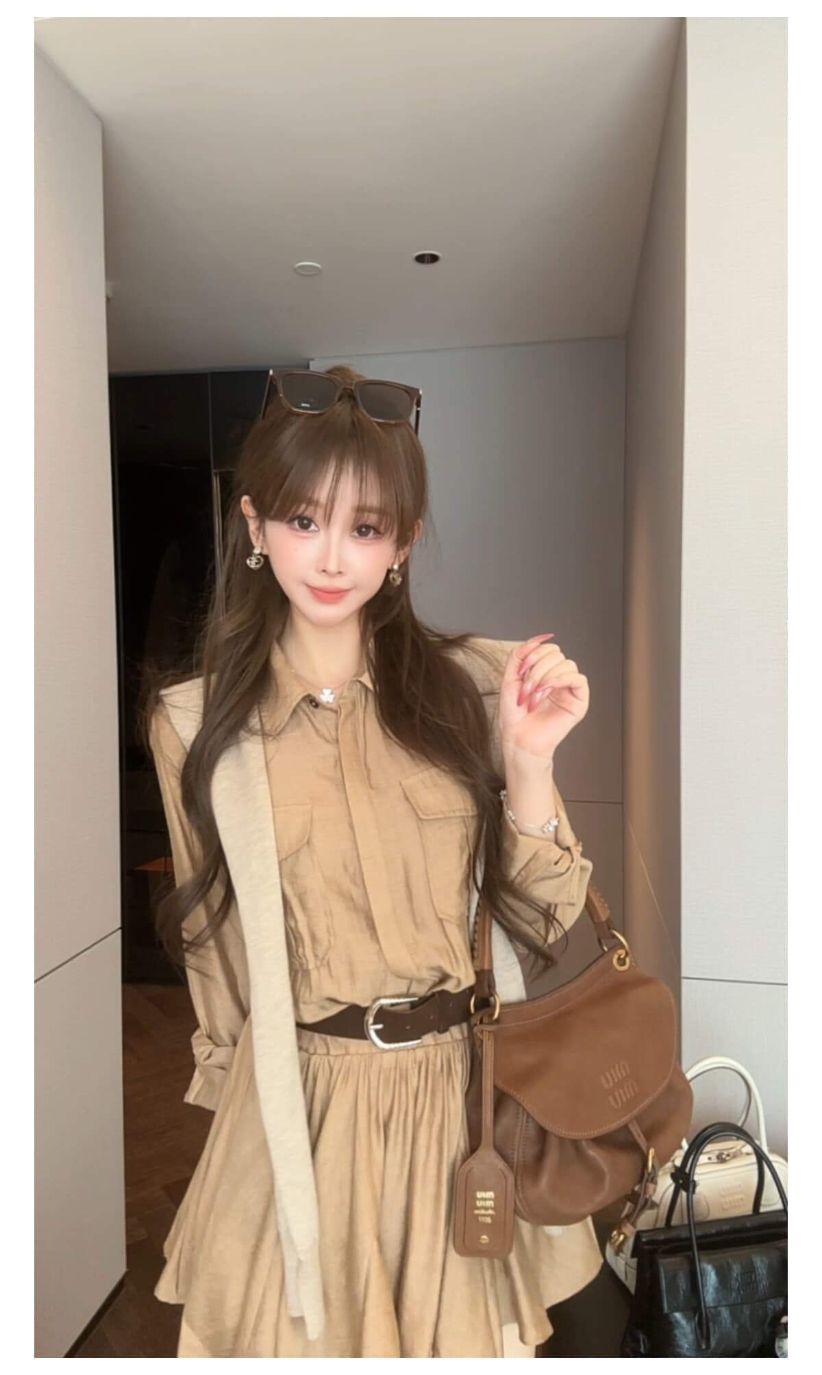 수영하다 사슴 사슴 고급 센스 그는 벤 바람 아마 허리 수축 슬림해 보이는 여성 드레스 가을 슈퍼 화재 새로운 품격 워크웨어 치마 상세 이미지 10